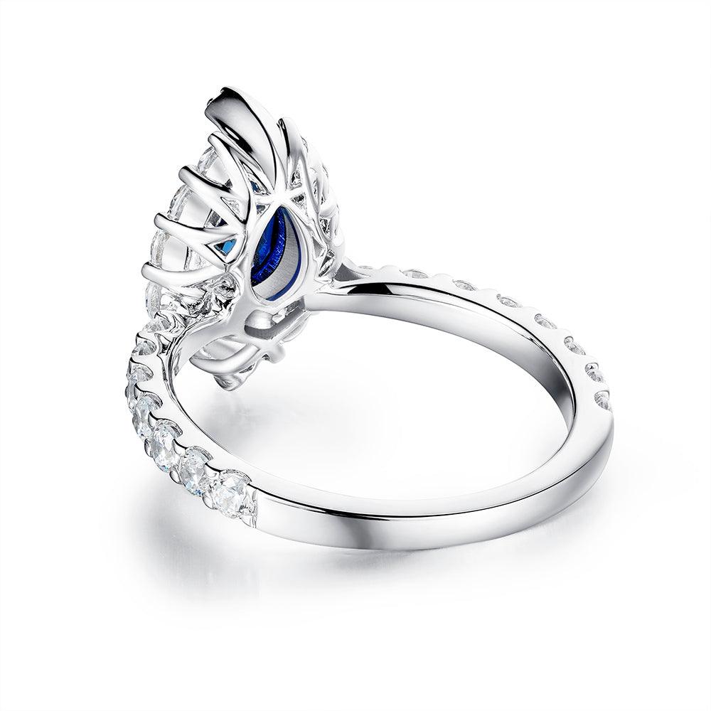Exquisite Pear Shaped Blue Sapphire Ring - 14K Gold Engagement Jewelry for Women - Perfect for Weddings, Anniversaries & Special Occasions