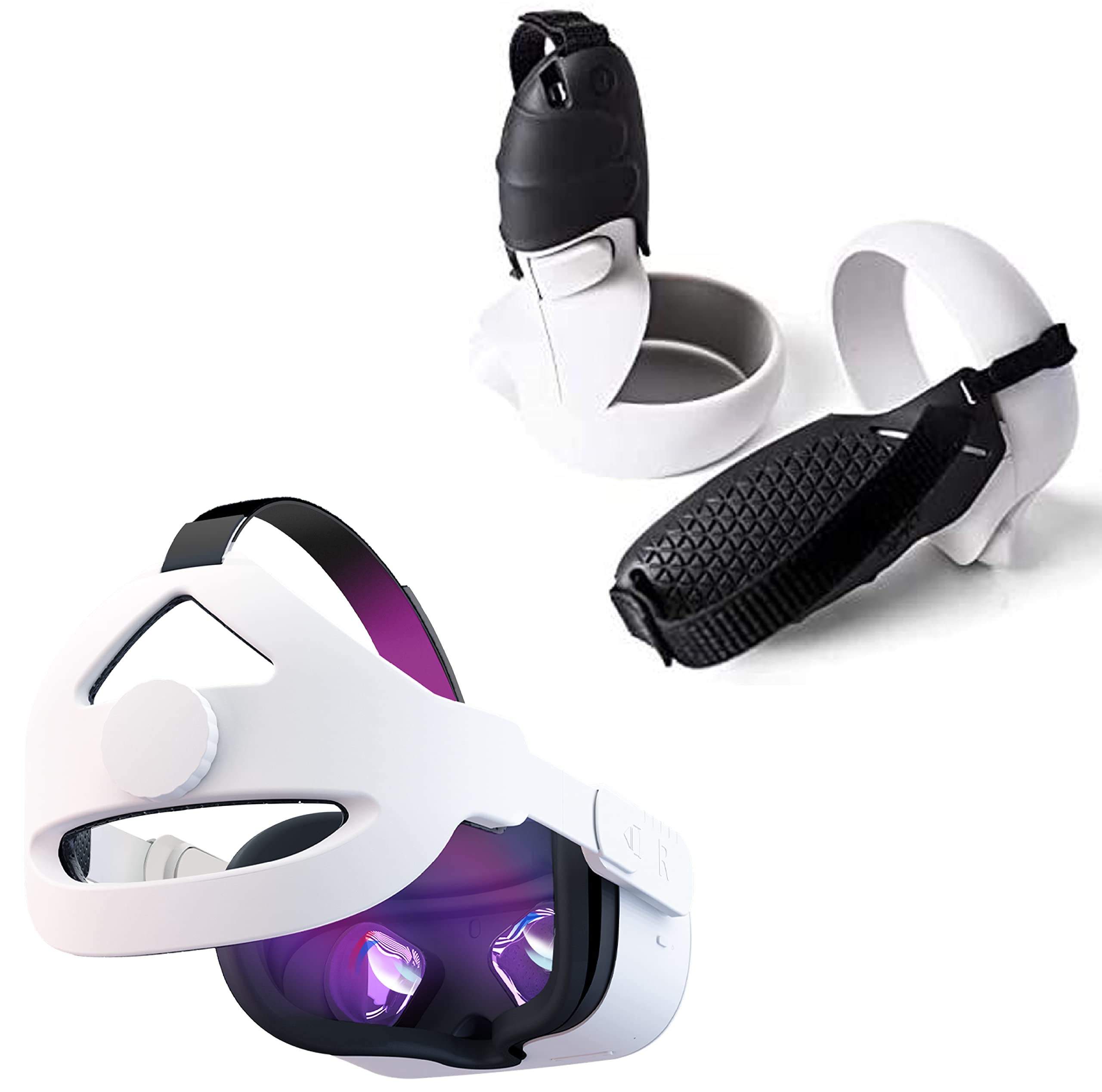 Adjustable Head Strap & Touch Controller Grips Cover for Oculus Quest 2 VR Headset - Enhanced Comfort for Gaming, Fitness & Virtual Reality Experiences