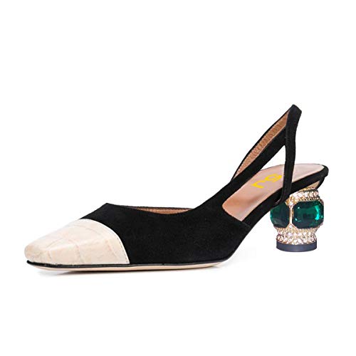 Ivory-black Suede
