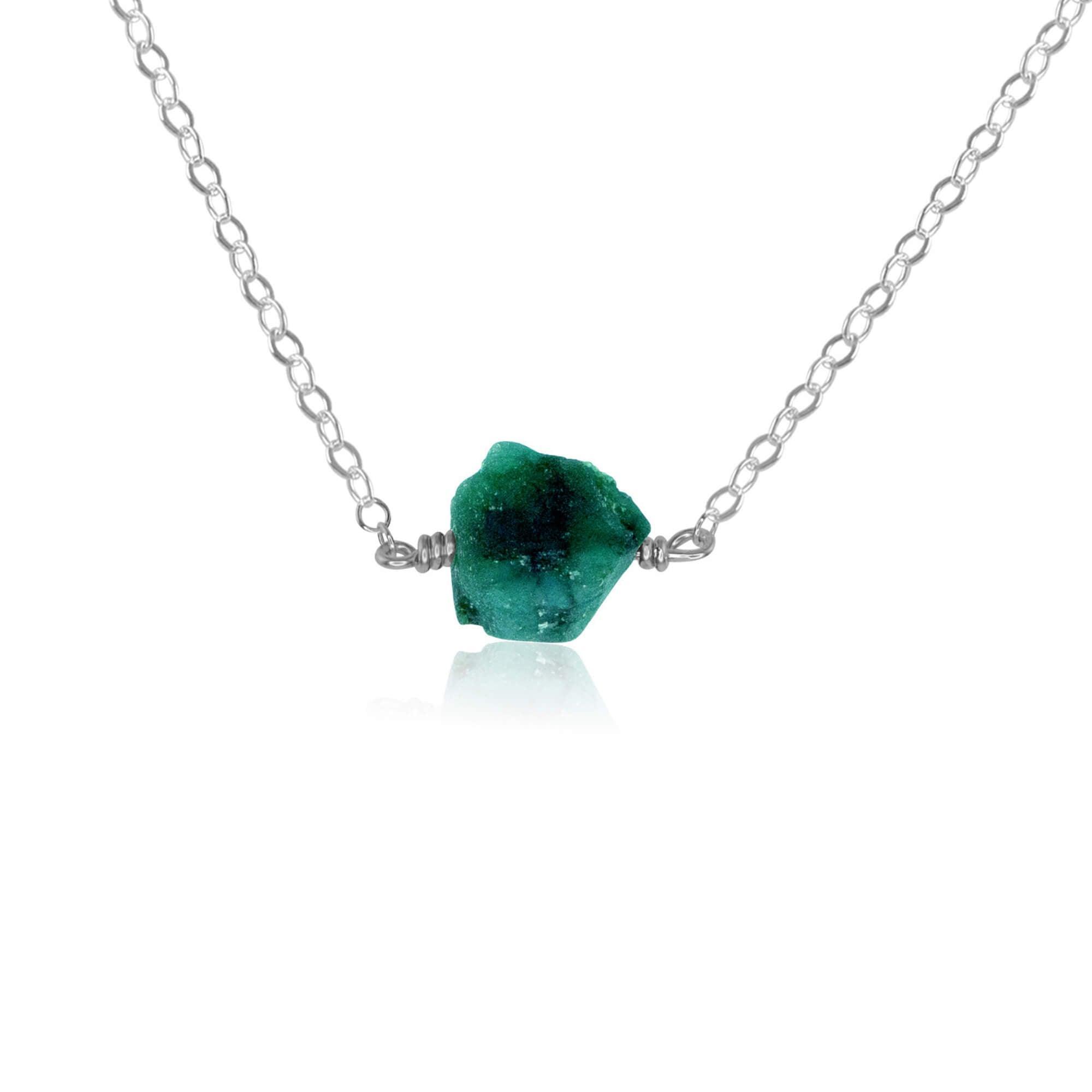 Natural Raw Emerald Crystal Nugget Necklace - Handmade Boho Jewelry for Women | Perfect for Everyday Wear, Spiritual Healing & Gift Giving
