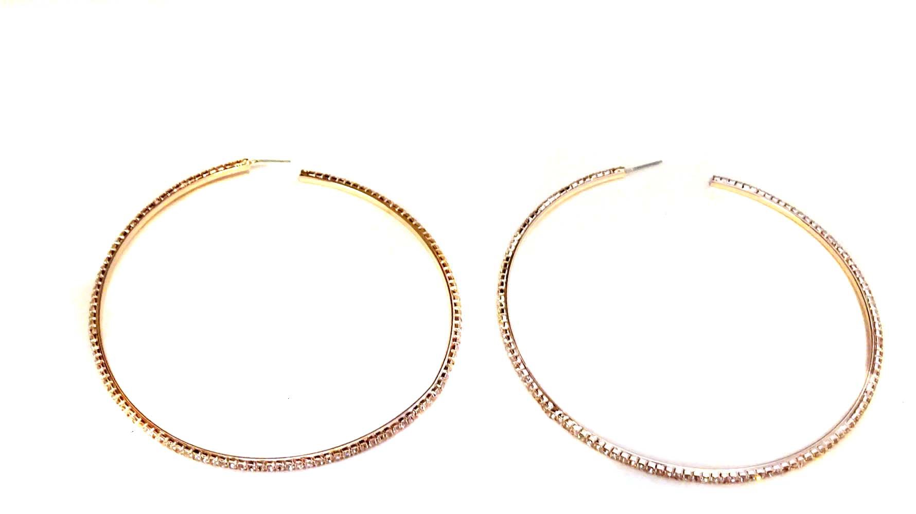 4 Inch Large Rose Gold Rhinestone Pave Hoop Earrings for Women - Elegant Statement Jewelry for Parties, Weddings & Special Occasions