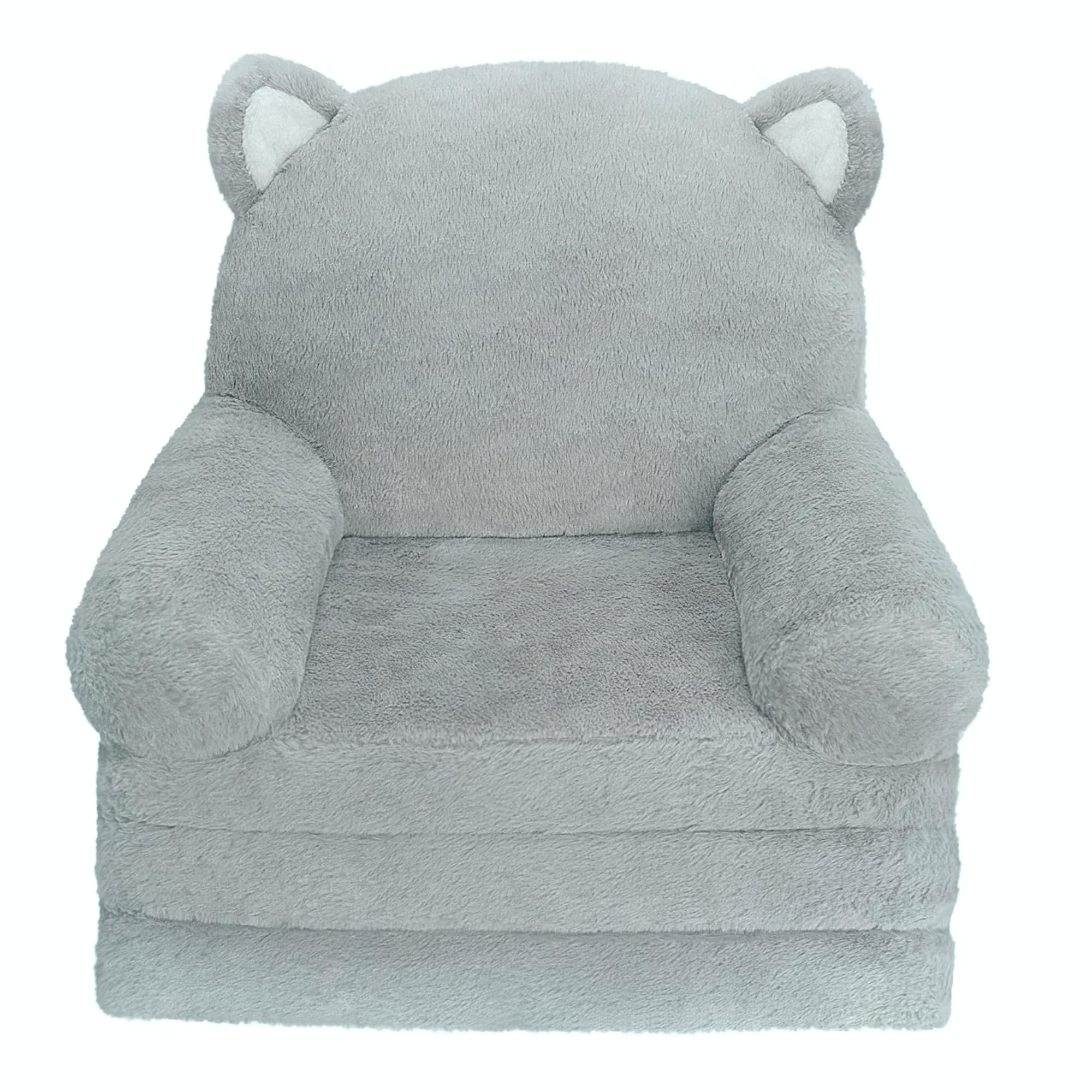 MONKISS 2-in-1 Toddler Couch Chair - Soft Sherpa Kids Sofa for Reading & Play