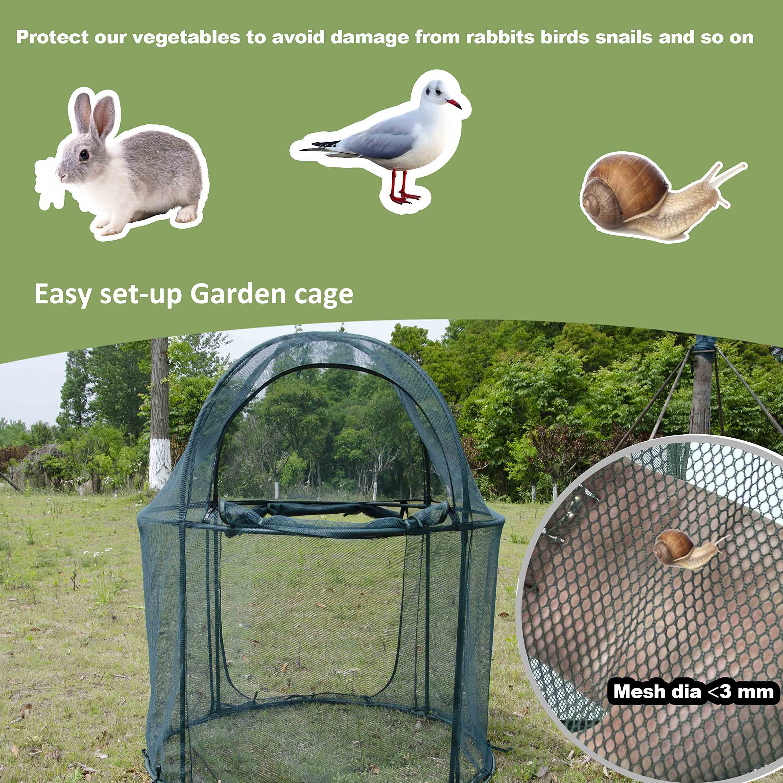 4'x4' Round Large Plant Mesh Cover - 4.9FT Tall Garden Netting Cage for Vegetables & Fruits | Durable Pest Protection | Perfect for Raised Beds, Greenhouses & Outdoor Gardening