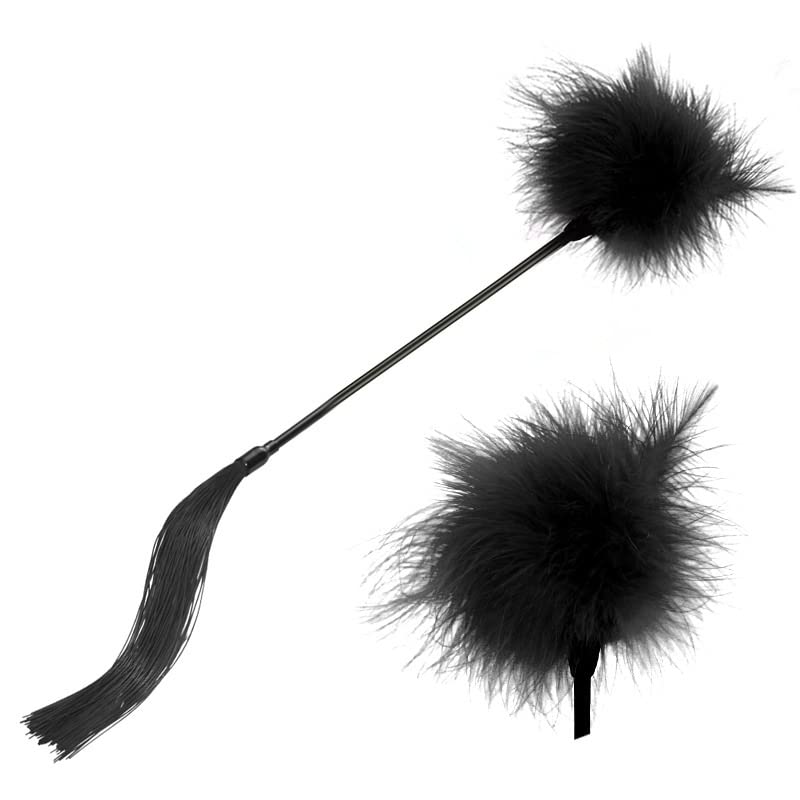 Sensual Silicone Feather Whip - Soft & Flexible Adult Toy for Couples, BDSM Play, Teasing & Flirting - Multi-Color Options (Black) - Perfect for Romantic Nights & Spicing Up Your Relationship