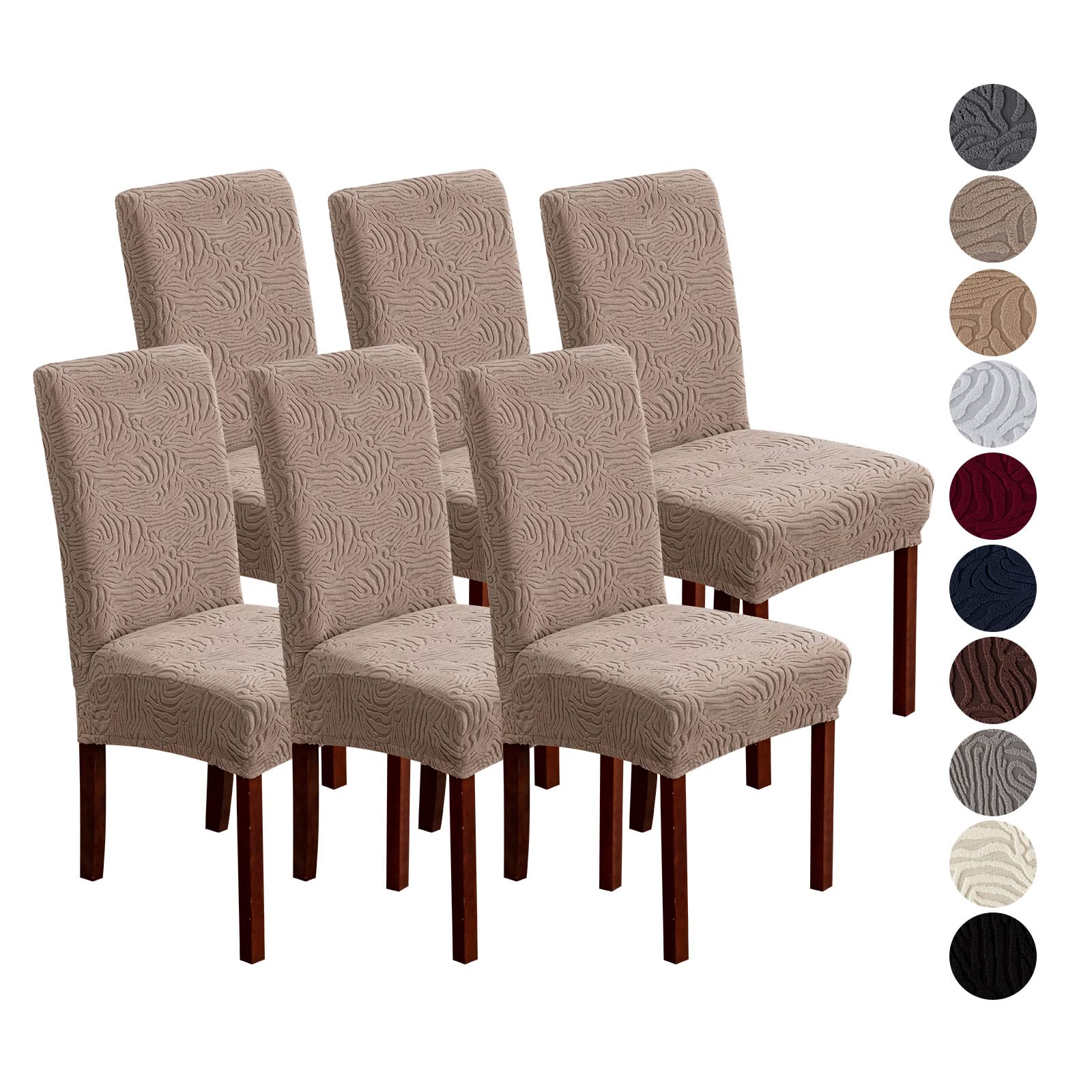 Stretch Dining Chair Covers 6-Pack - Washable & Removable for Kitchen & Dining Room