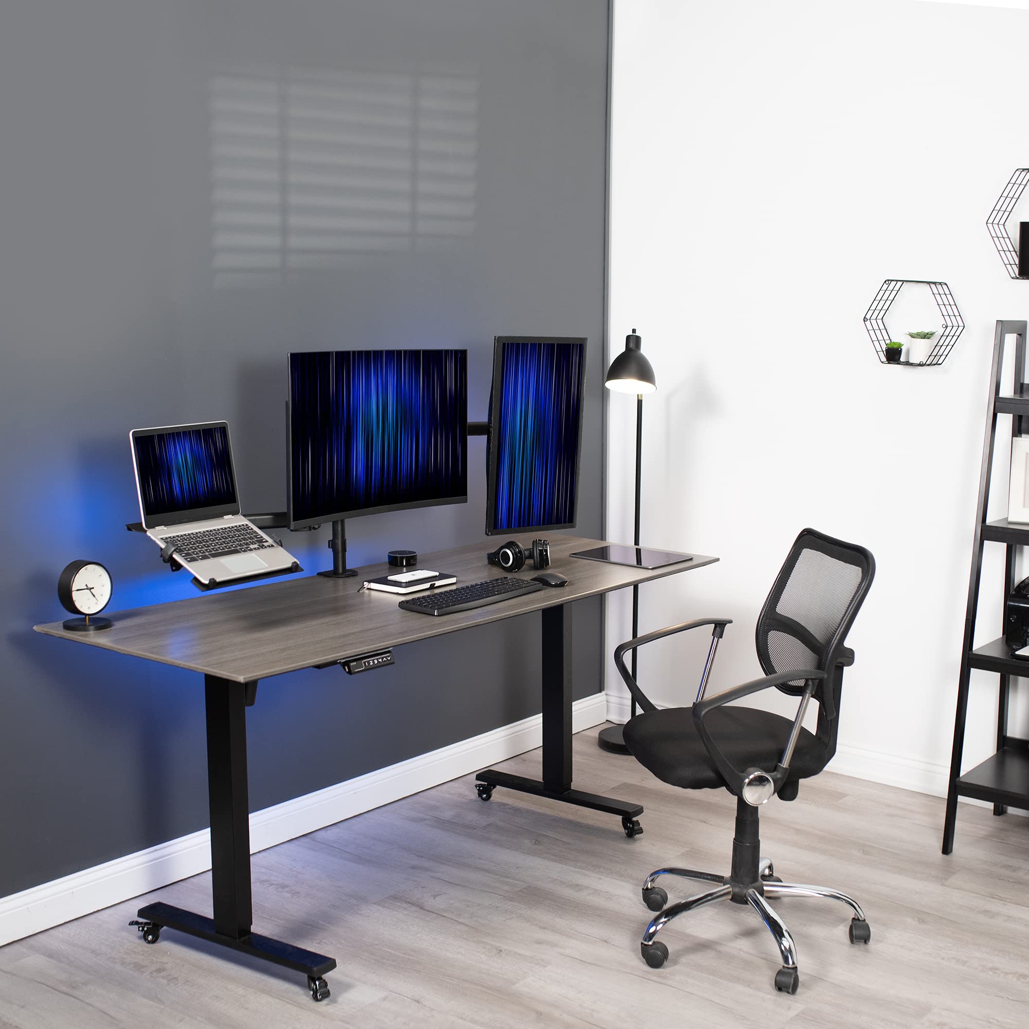VIVO Dual Monitor and Laptop Mount Stand for 13-27 inch Screens & 10-15.6 inch Laptops | Adjustable Articulating Arms | Triple Screen Setup | Black (STAND-V013L) | Perfect for Home Office, Gaming, and Workspace Productivity