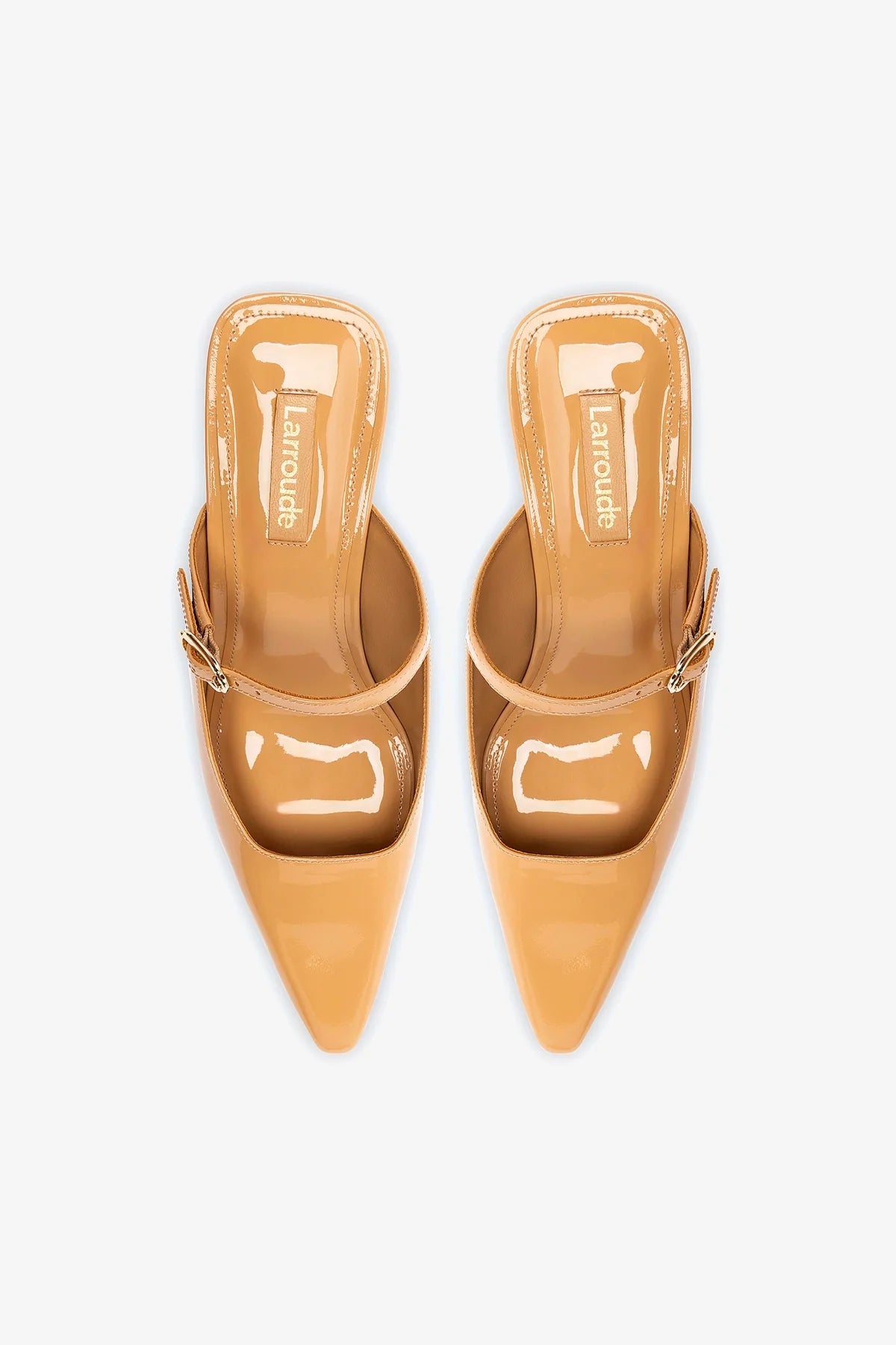 Ines Mule Shoes for Women - Tan Patent Leather Slip-On Loafers - Comfortable & Stylish for Office, Casual Wear & Daily Walking