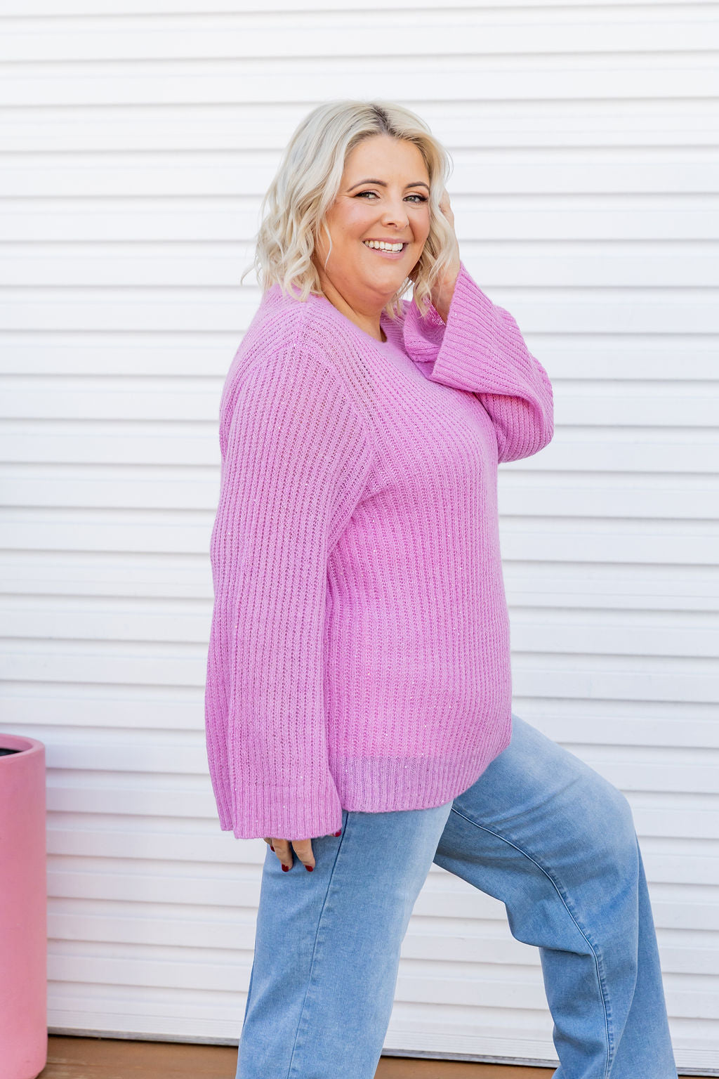 Regina Knit in Sherbet Sparkle - Women's Fashion Knitwear for Casual & Party Wear | Soft & Glittery Sweater for Date Nights & Holiday Outfits
