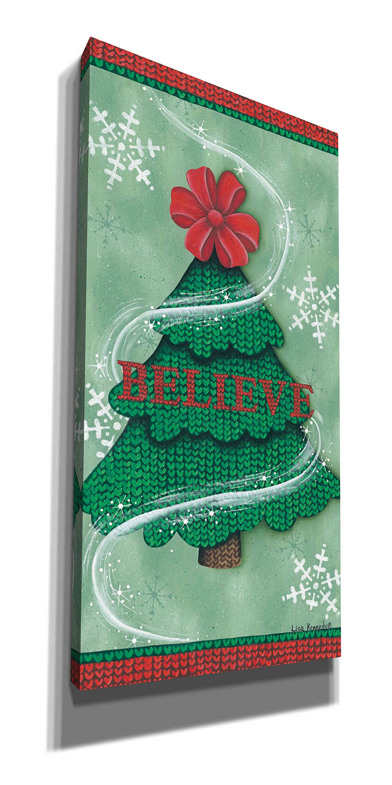 Believe Stitch Tree by Lisa Kennedy - 20x40 Inch Canvas Wall Art for Living Room, Bedroom & Office Decor