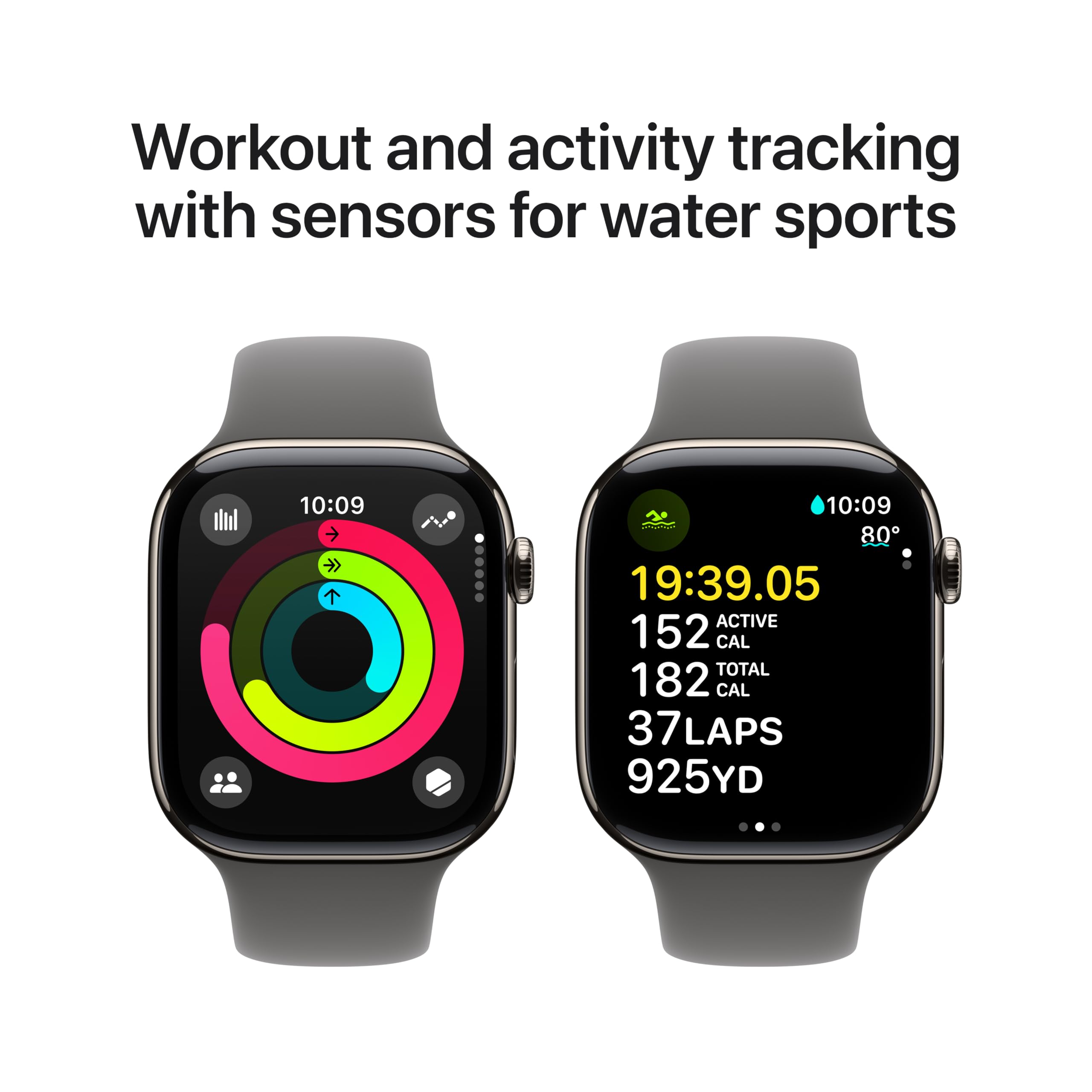Apple Watch Series 10 [GPS + Cellular 46mm] Smart Watch with Natural Titanium Case & Stone Grey Sport Band - Fitness Tracker, ECG App, Always-On Retina Display, Water Resistant - Perfect for Workouts, Swimming & Everyday Wear