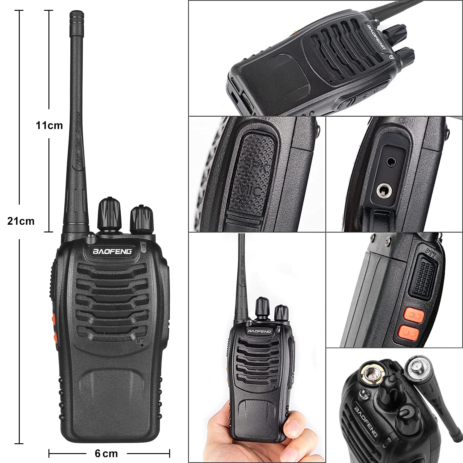 Baofeng BF-888S Professional UHF Two-Way Radios (2 Pack) - Long Range Rechargeable Walkie Talkies for Adults with Li-ion Battery, Charger & Earpiece - Ideal for Construction, Hiking, Camping & Outdoor Adventures