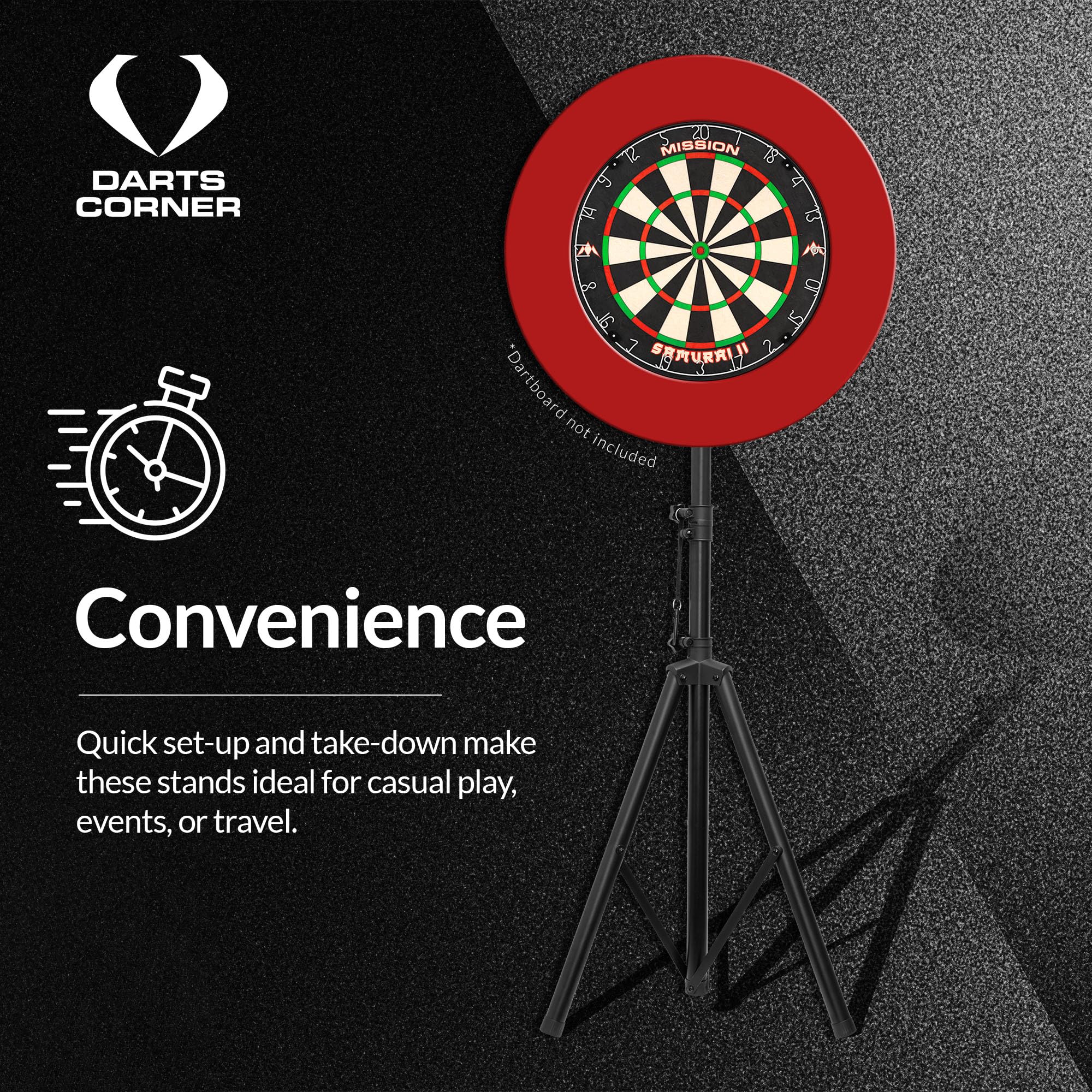 Professional Portable Tripod Dartboard Stand - Adjustable Height Travel Dartboard Holder for Mobile Darts Game, Black (DM01) | Perfect for Home, Office, Camping & Outdoor Activities