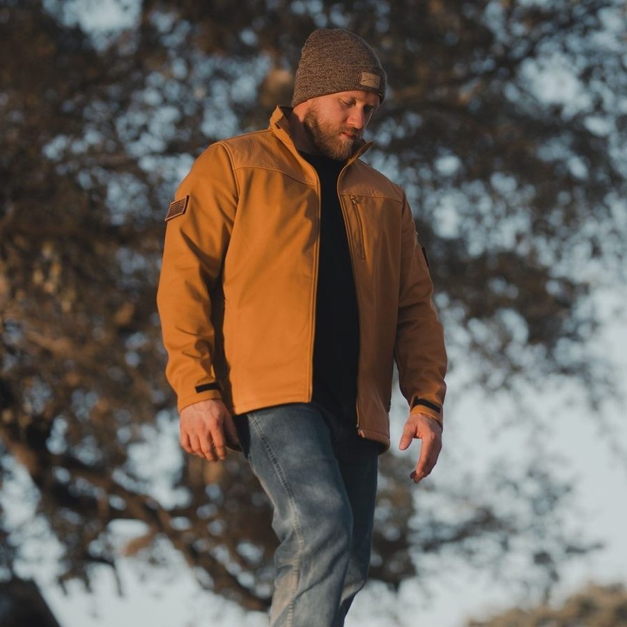 Men's Mission Ready Soft Shell Jacket - Waterproof Windproof Outdoor Jacket for Hiking, Camping & Adventure - Coyote Brown