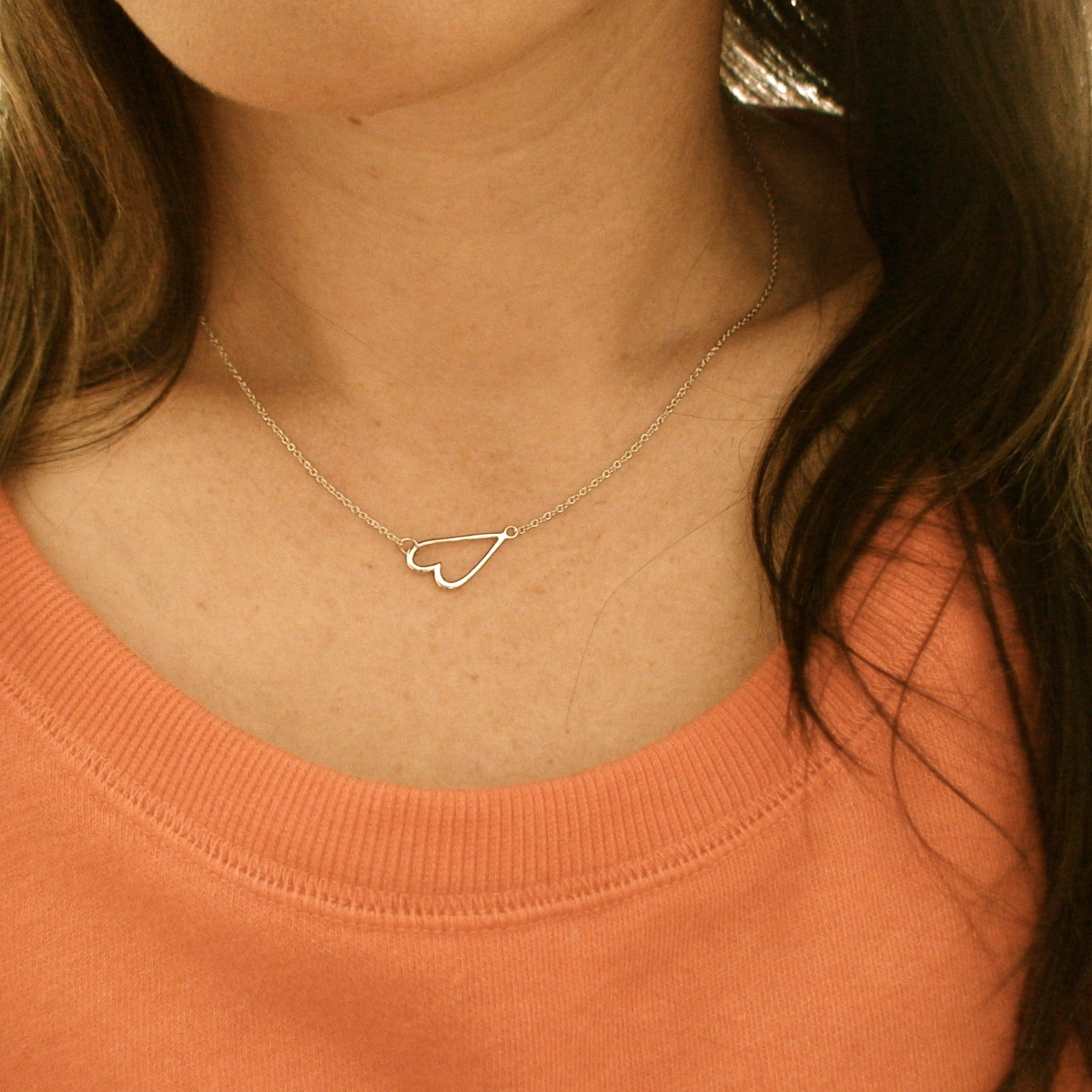 FashionJunkie4Life Sterling Silver Love Heart Pendant Necklace for Women - 18