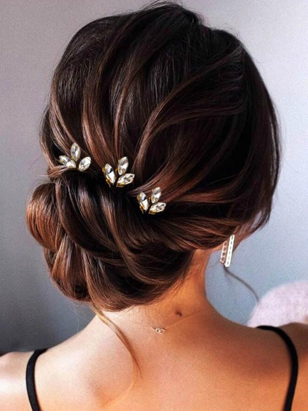 Jakawin Crystal Rhinestone Bridal Hair Pins - Gold Wedding Hair Accessories for Women & Girls - Perfect for Brides & Special Occasions