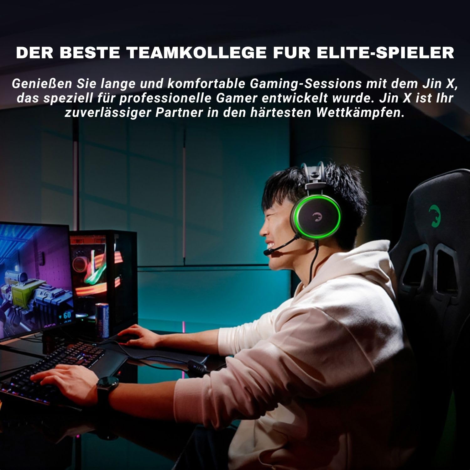 GAMEPOWER Jin X Gaming Headset with Microphone - Wired Headphones for PS4, PS5, Xbox One, PC & Switch - 50mm Speakers, 3.5mm Jack - Black - Perfect for Competitive Gaming & Online Chat