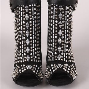 Eleanor Women's Hot Suede Studded Ankle Booties - Stylish Pointed Toe Heeled Boots for Night Out, Party & Date Night