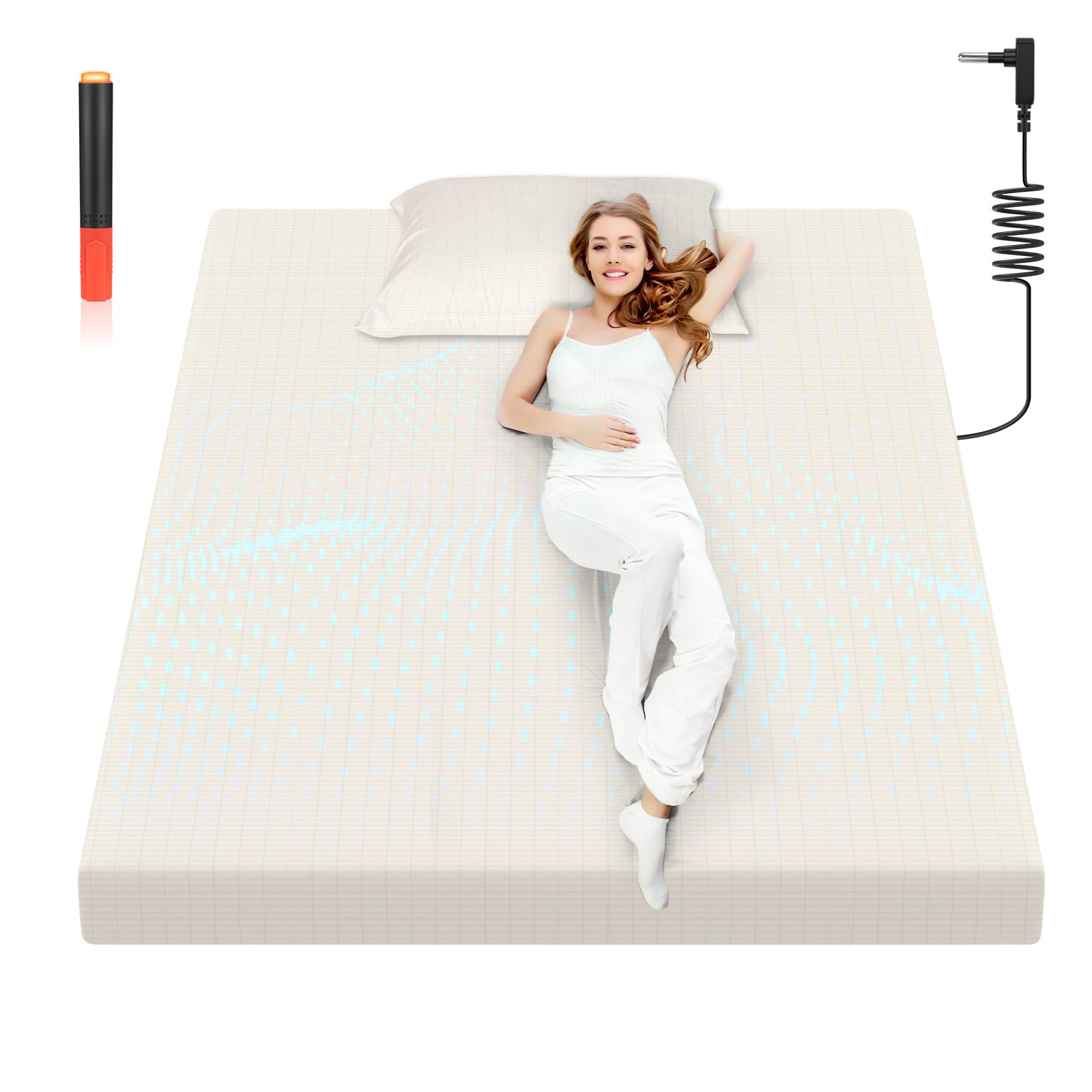 HLLBLL® Grounding Fitted Sheets - 90% Cotton 10% Silver Conductive Bed Sheet with Static Grounding Wire, Includes Test Pen & Socket Tester (Beige, Queen Size) for Better Sleep & EMF Protection - Perfect for Home, Travel & Sensitive Sleepers