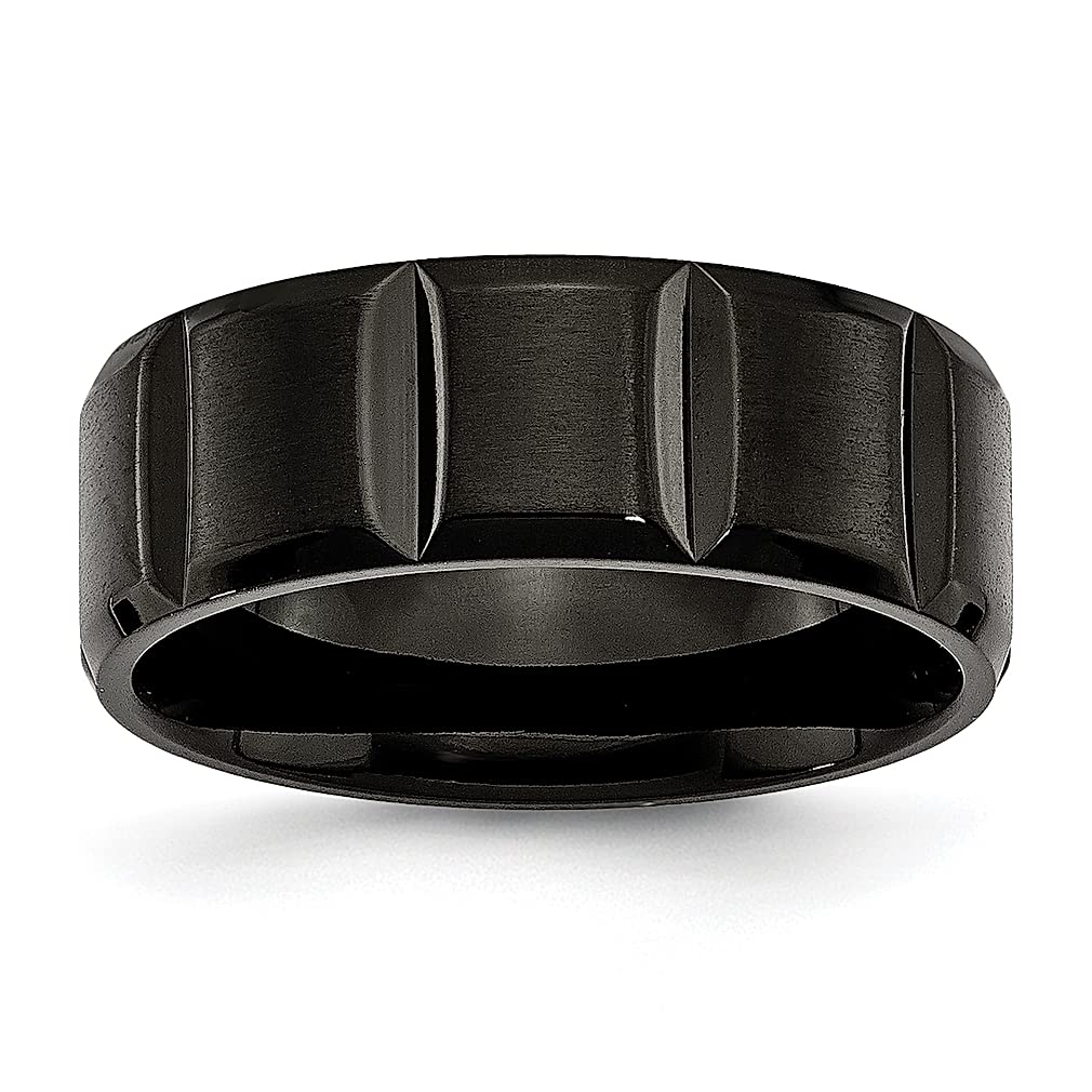 ICE CARATS Titanium Black 8mm Band Ring - Elegant Wedding Jewelry for Women, Anniversary Gift for Her - Perfect for Engagements, Bridal Sets & Special Occasions