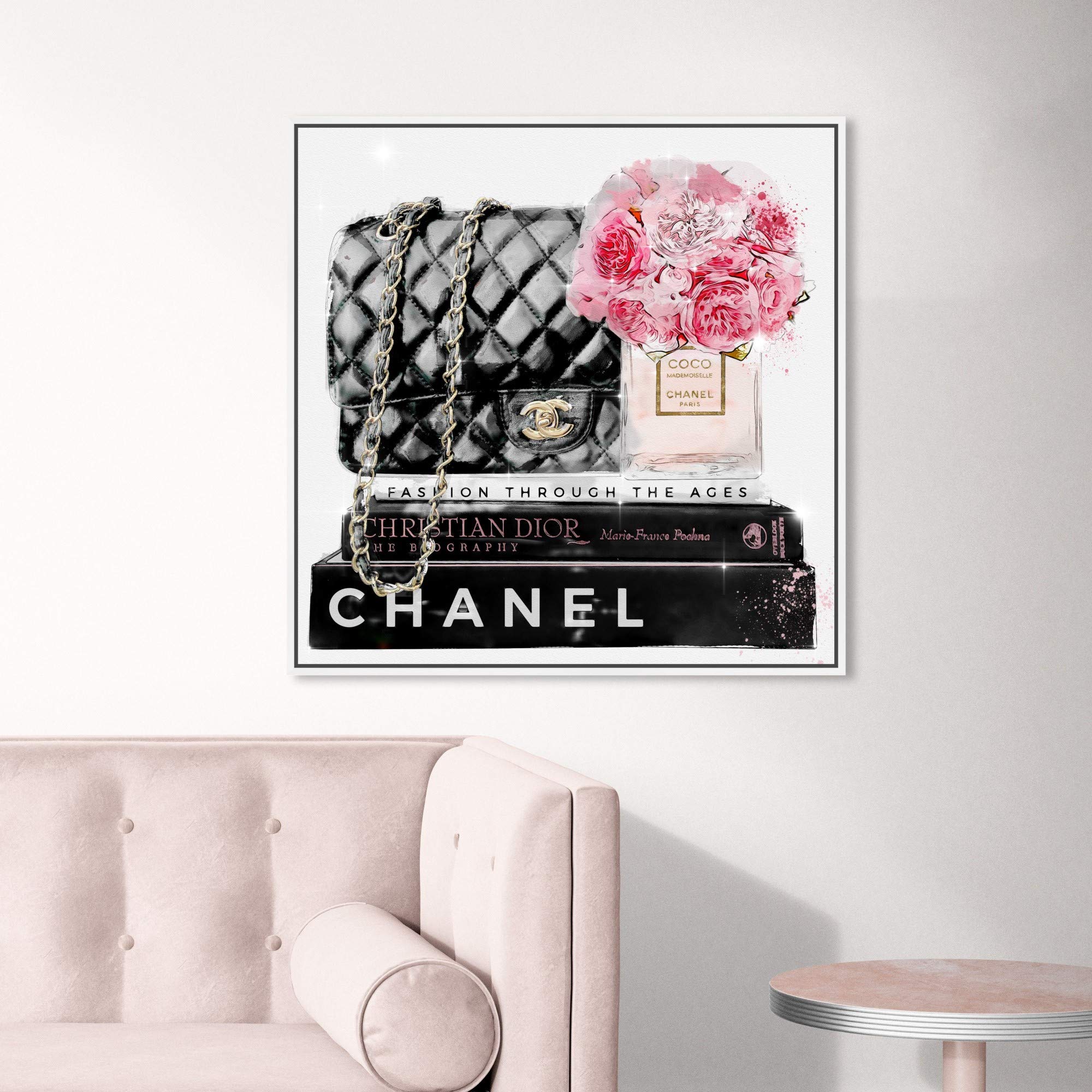 Oliver Gal Artist Co. 'Elegant Essentials Paris' Fashion Wall Art Canvas Print - 24x24 Inch Handbag Decor with White Floating Frame - Perfect for Living Room, Bedroom & Office Décor