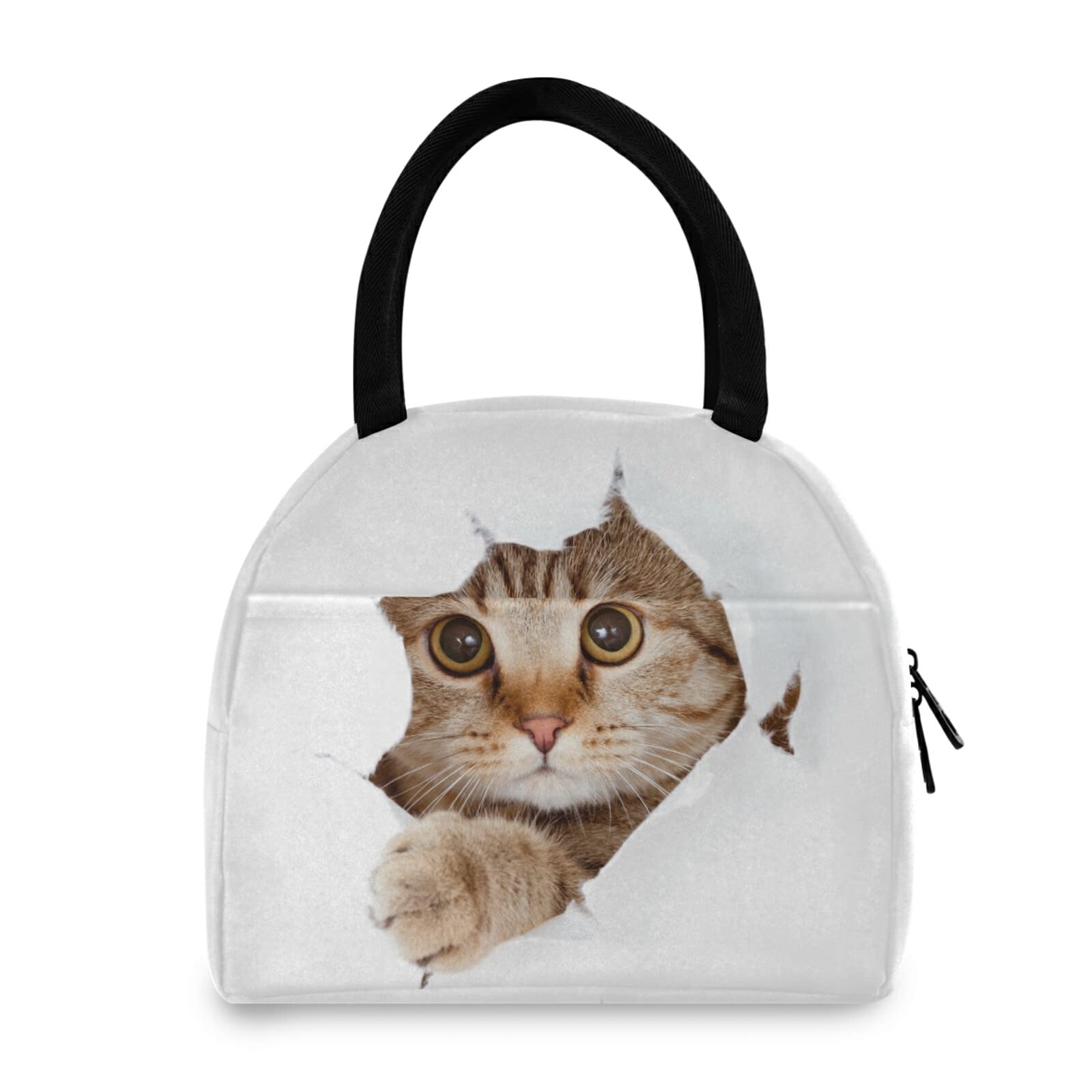 YiGee 3D Cute Kitten Insulated Lunch Bag - Leakproof Zippered Lunch Box Tote for Women & Men - Perfect for Office, School, Picnic, Beach & Travel | Reusable Food Container & Handbag Organizer