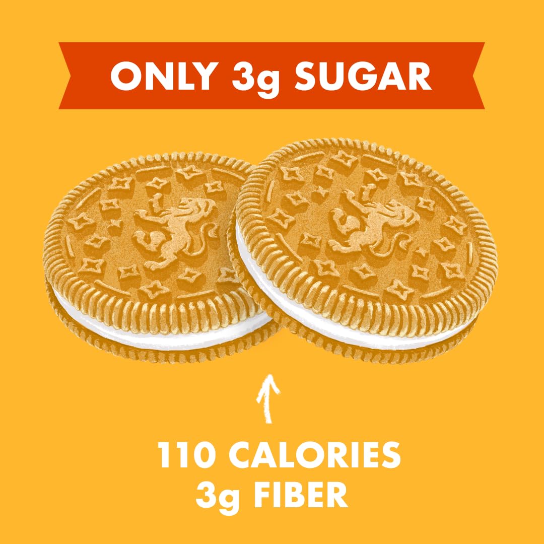 Rip Van LEOs Golden Vanilla Sandwich Cookies - Low Sugar, Low Carb, Keto & Diabetic Friendly Snacks - 40 Cookies (10 Packs of 1.69oz) - Perfect for Office, School Lunch & Healthy On-the-Go Snacking