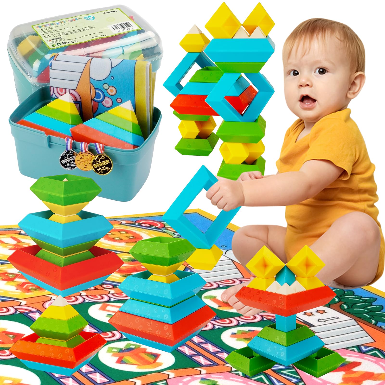 Montessori Stacking Blocks for Toddlers 2-5 Years - 30 Pcs Sensory Building Toys, Educational Preschool Learning Toys for Kids Ages 2-4 & 3-5 - Perfect for Early Childhood Development & Classroom Activities