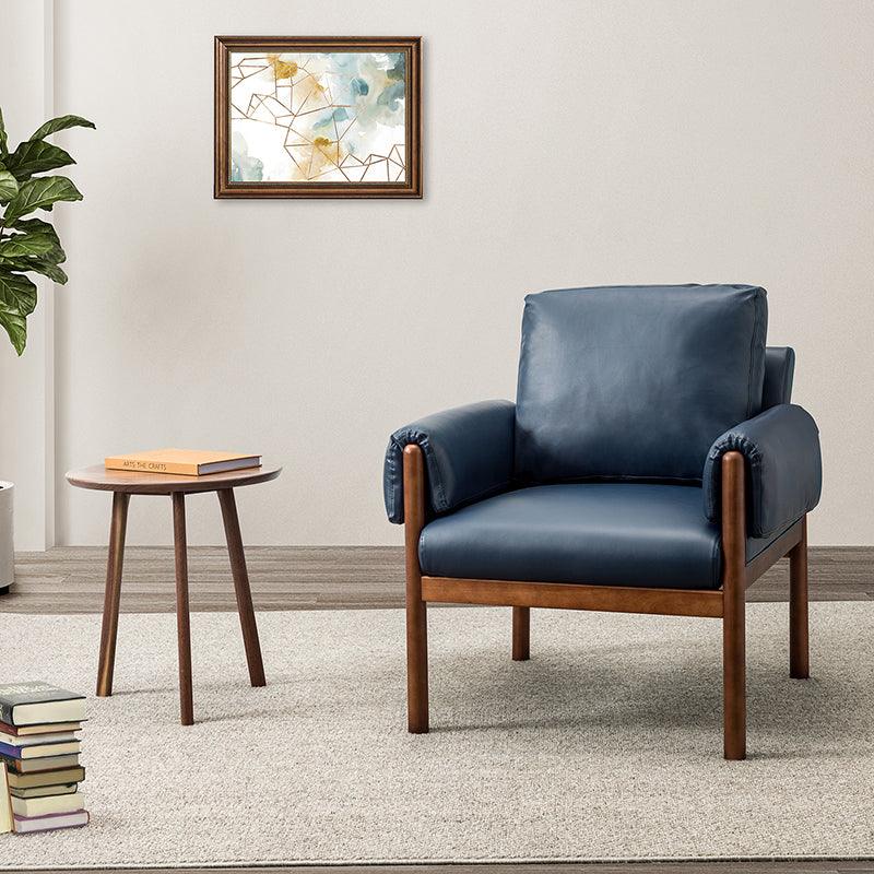 Henry Vegan Leather Armchair - Modern PU Leather Lounge Chair for Living Room, Office & Bedroom - Comfortable Mid-Century Style Accent Chair with Sturdy Metal Legs