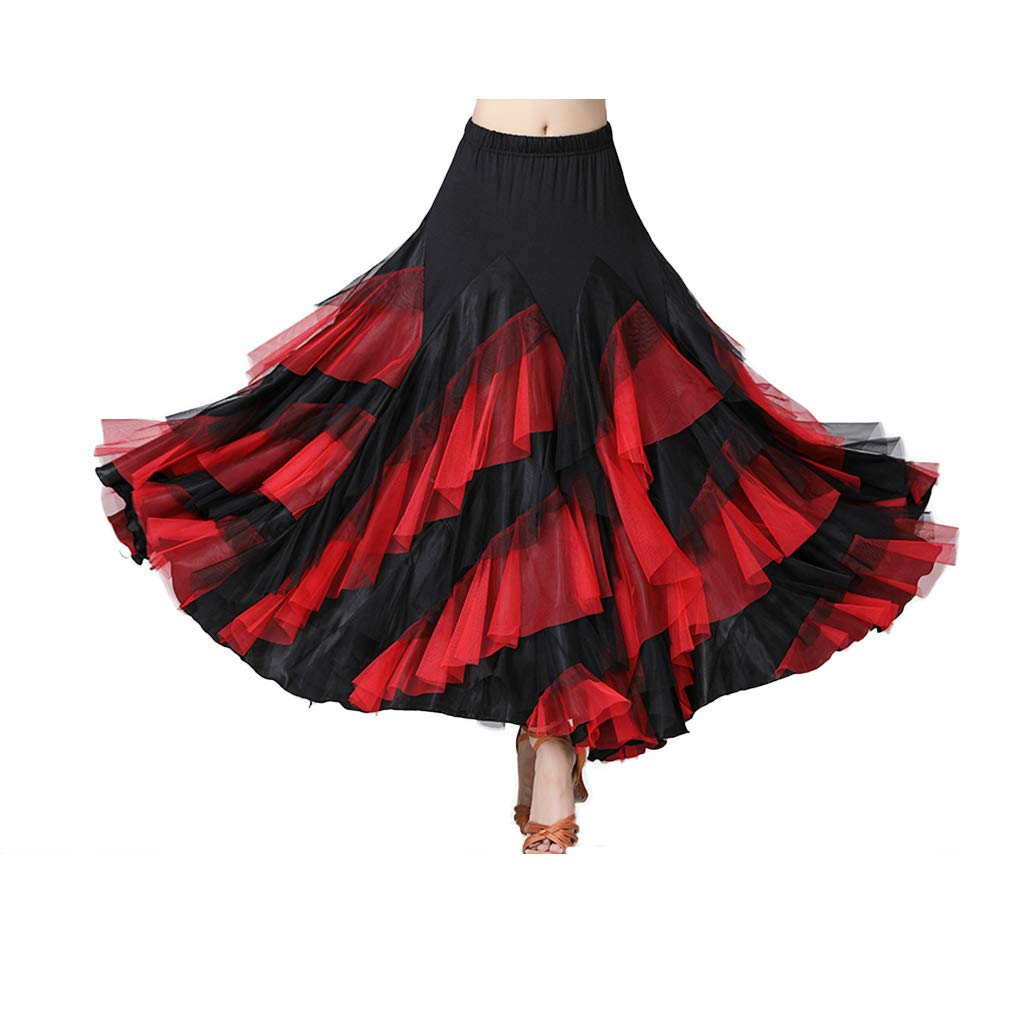 Women's Latin Dance Flare Swing Skirt for Tango, Salsa, Ballroom - Stretchy Comfort & Elegant Flare - Perfect for Dance Performances, Practice & Social Events