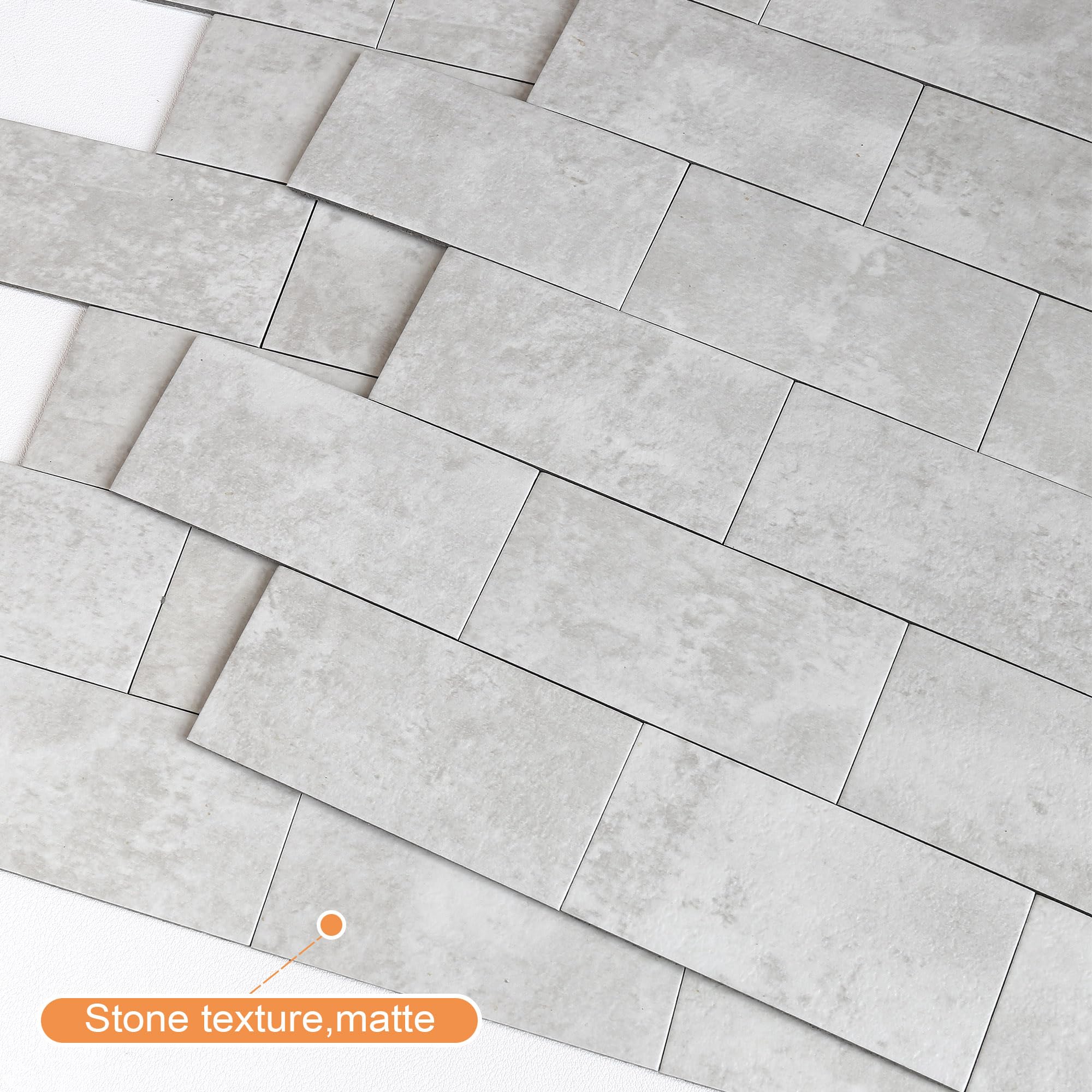 VAOVI Self Adhesive Peel and Stick Stone Backsplash Tiles - Waterproof Marble Tile Stickers for Kitchen, Stove, Fireplace & Shower Walls (Cement Gray, 5pcs) - Easy DIY Home Renovation & Decoration Solution