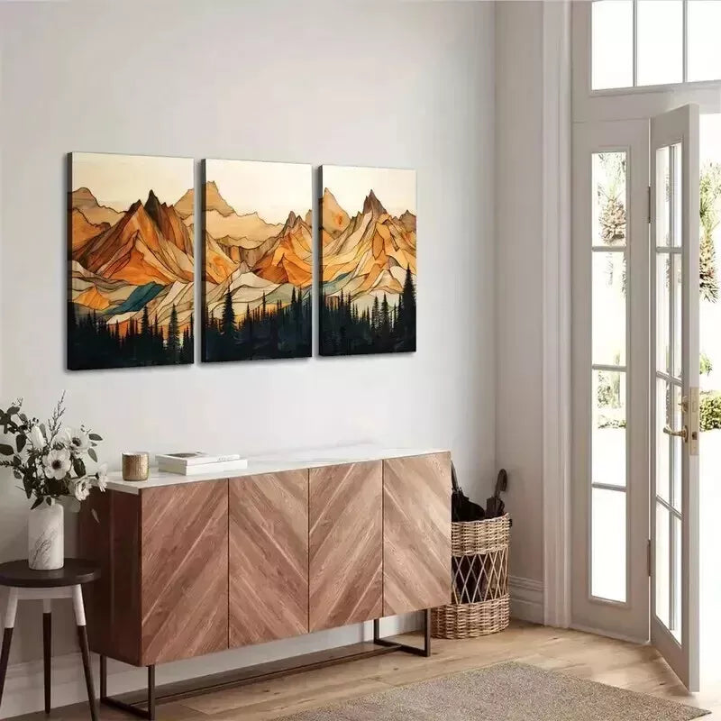 3-Piece Mountain Forest Landscape Wall Art Set - Framed Canvas Prints 50x70cm - High Quality Australian Made - Ready to Hang - Perfect for Living Room, Bedroom & Office Decor