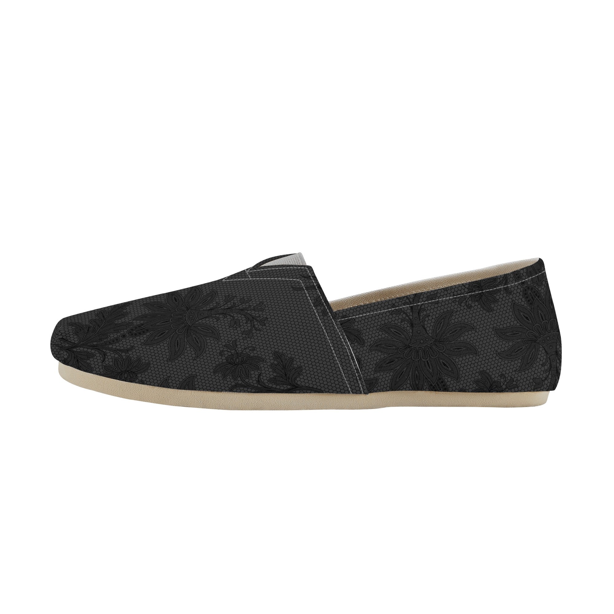 Gothic Black Floral Casual Shoes for Women - Comfortable Walking Shoes for Daily Wear, Gothic Fashion, and Outdoor Activities