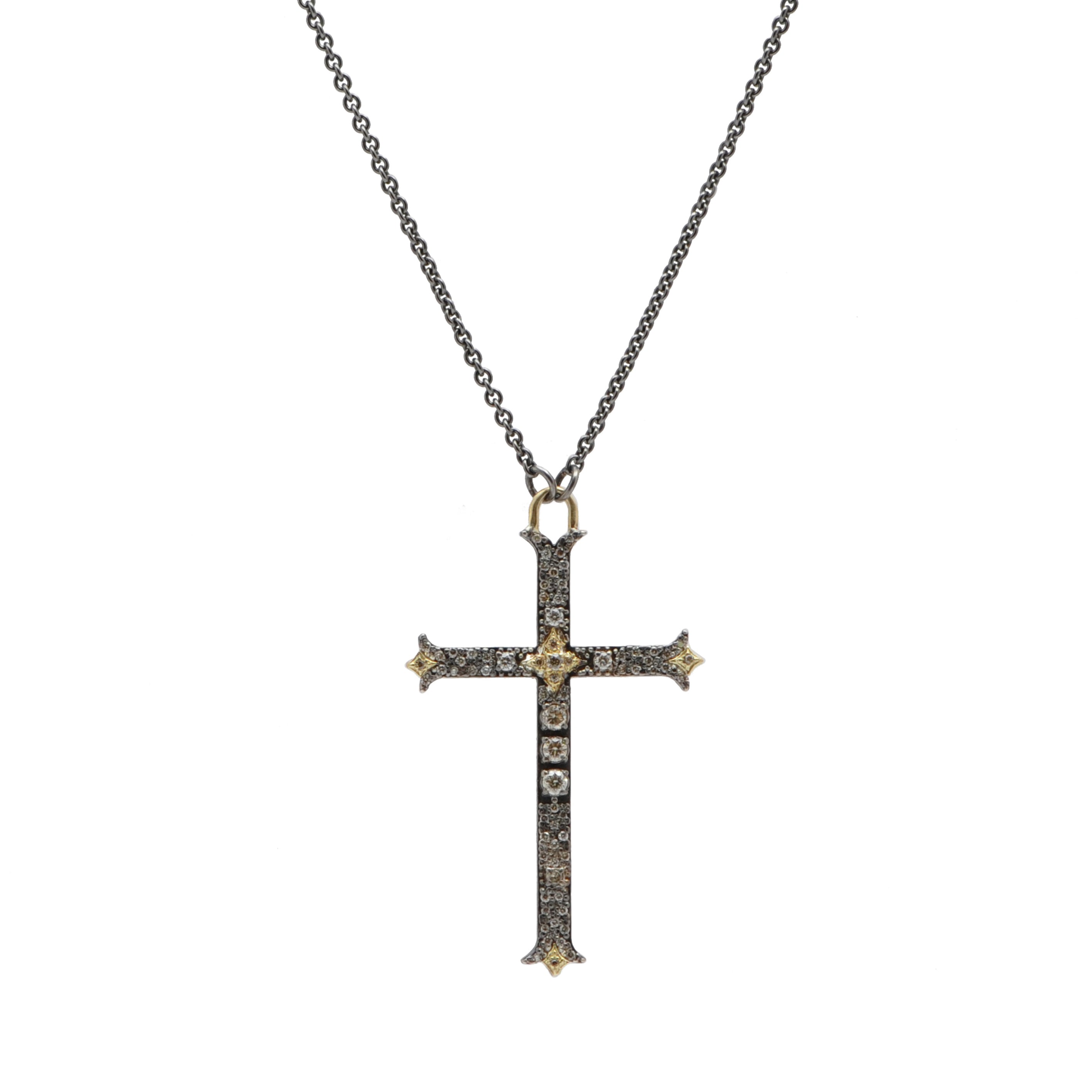 Pave Floriated Cross Necklace - Elegant Religious Jewelry for Women - Perfect for Church, Weddings & Special Occasions