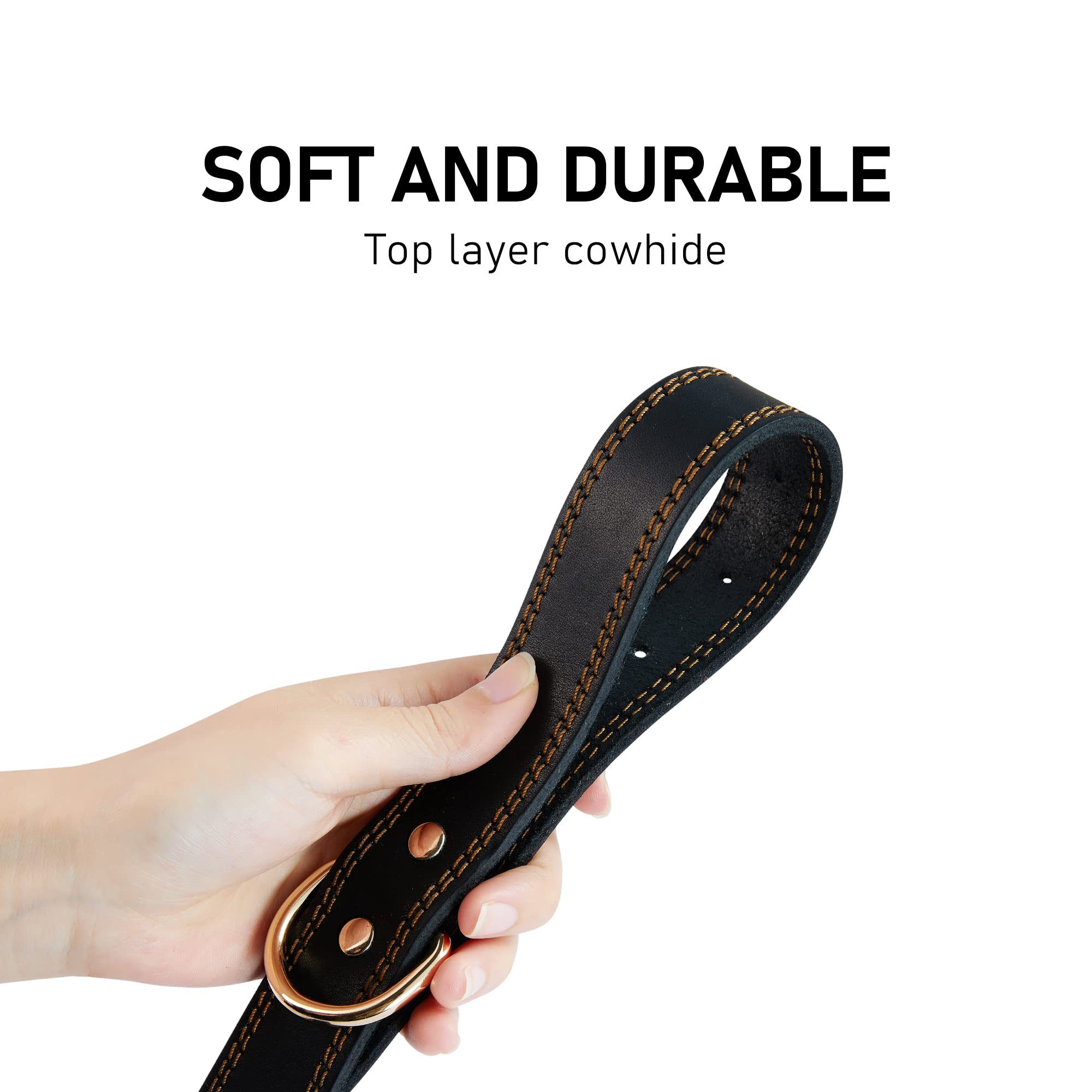 Premium Genuine Leather Dog Collar - Heavy Duty, Adjustable & Durable for Small, Medium, Large & XL Dogs (1.4
