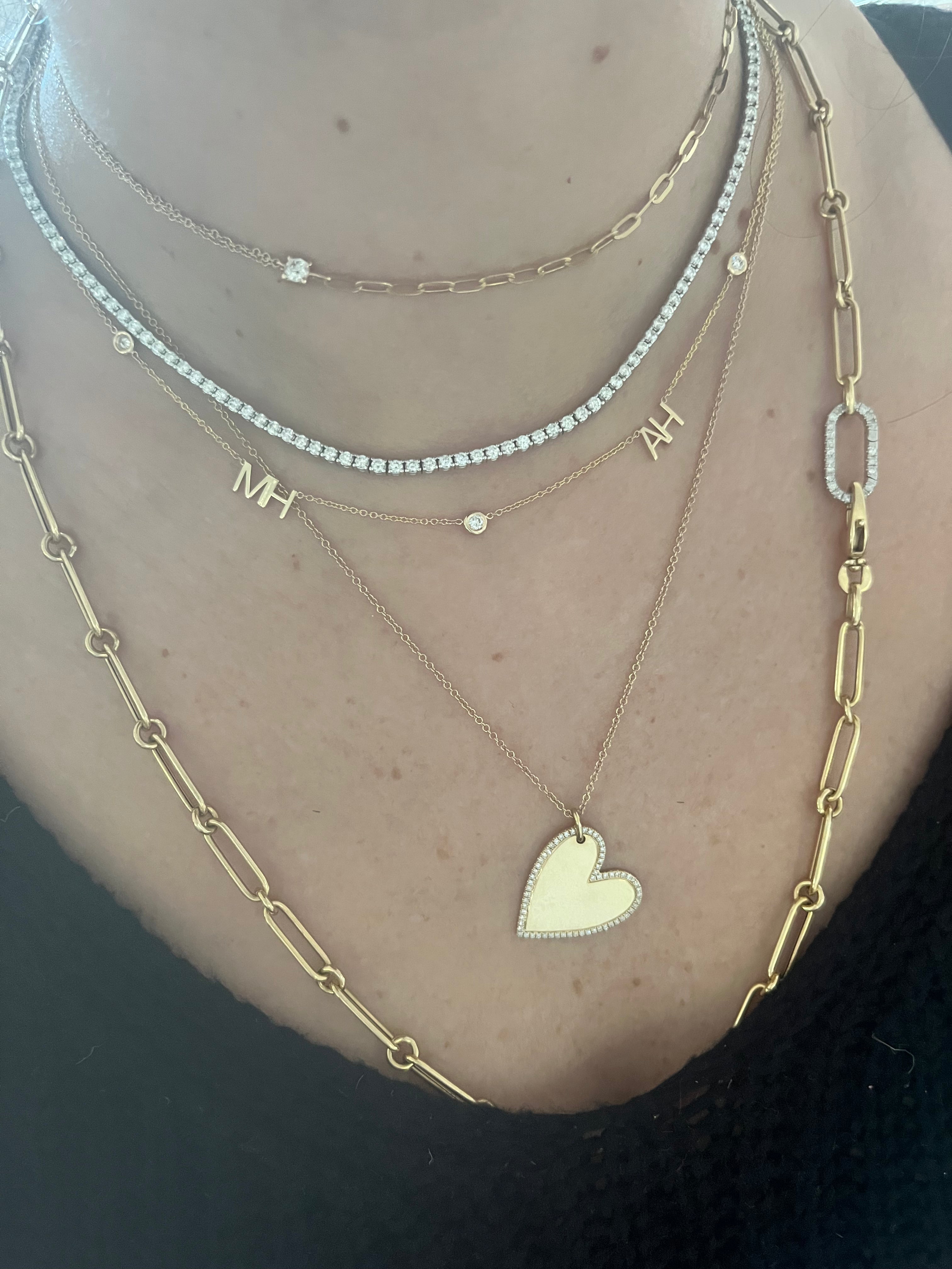 Double Monogram Diamond Spacer Necklace - Personalized Name Necklace for Women, 14K Gold Plated Initial Pendant, Dainty Layering Chain Jewelry Gift for Her | Perfect for Date Nights, Anniversaries & Special Occasions