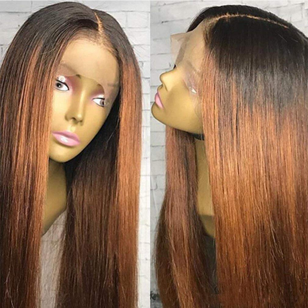 Ombre Blonde Human Hair Wig for Black Women - Brazilian Virgin Hair, Glueless Lace Front, Pre-Plucked, Silky Straight (1B/30) 10