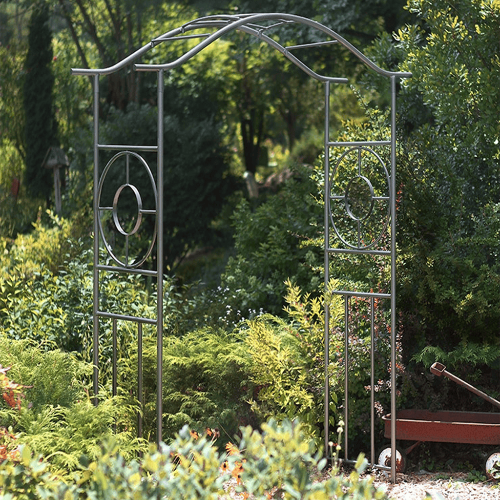 Achla Designs Tuscany Arbor - Elegant Garden Arch for Weddings, Vineyards & Outdoor Decor | Rustic Metal Arbor for Climbing Plants & Backyard Landscaping