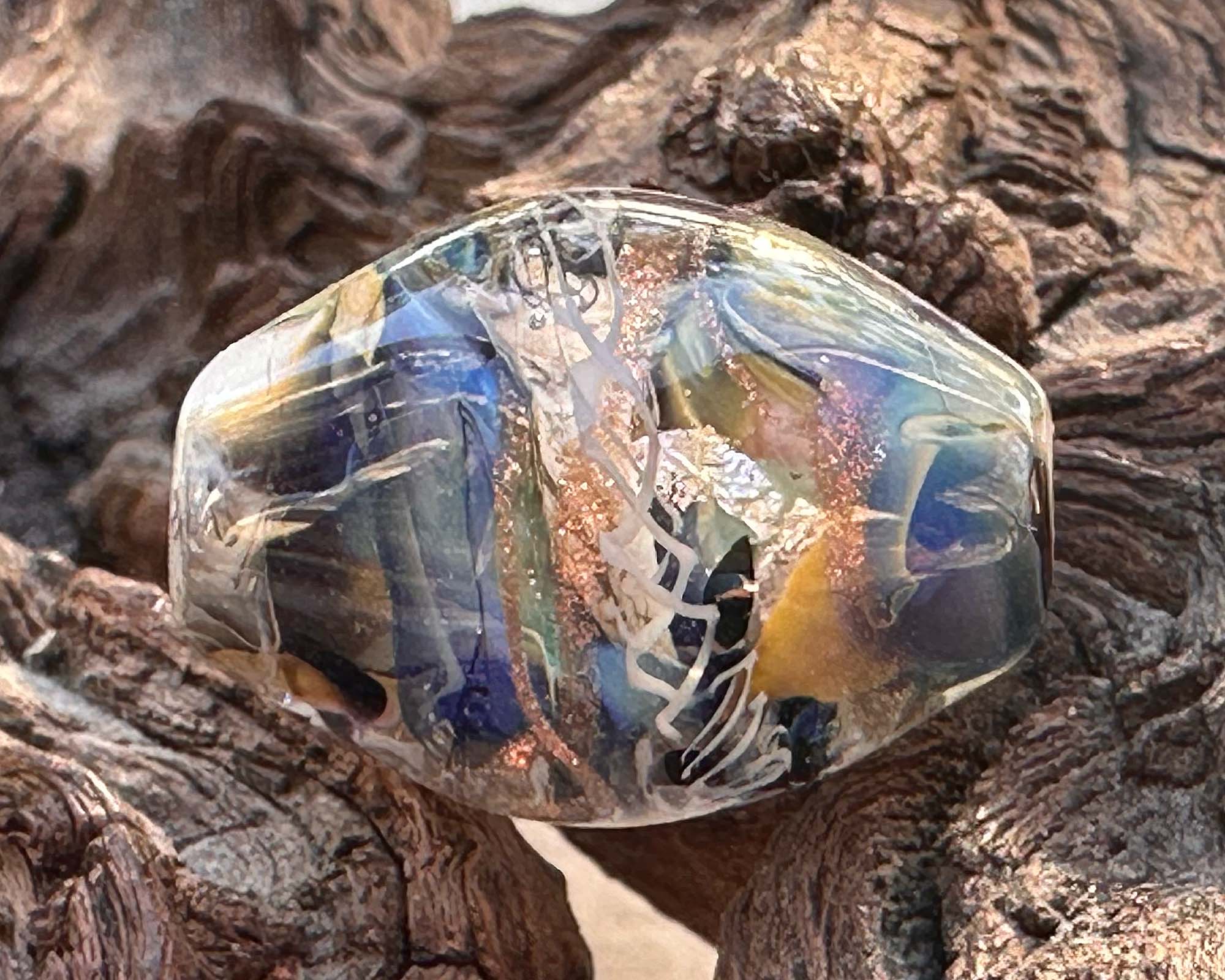 Golden Wonder Lampwork Focal Bead SRA - Handmade Glass Beads for Jewelry Making, DIY Crafts, Necklace & Bracelet Designs - Perfect for Beaders, Artists & Craft Enthusiasts