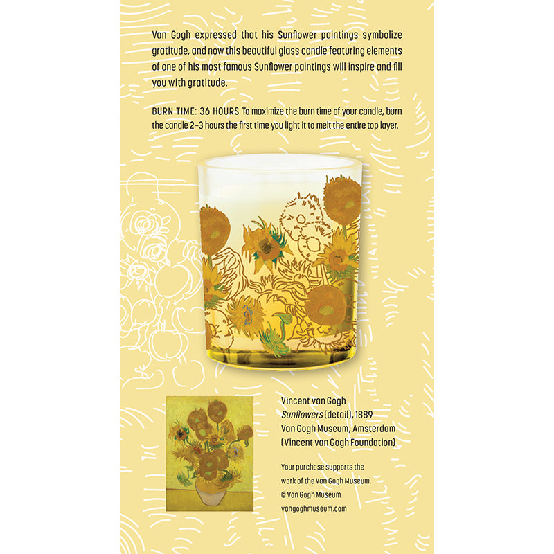 Van Gogh Sunflowers Decorative Glass Candle - Unscented Flameless LED Tea Light for Home Decor, Wedding Centerpieces & Romantic Ambiance
