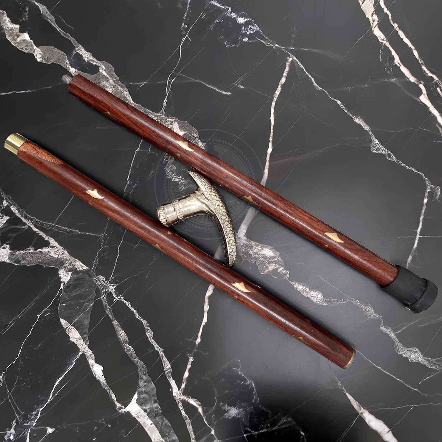 Premium Aluminum & Brass Decorative Rosewood Walking Cane - Full Size Adjustable Walking Stick for Men & Women - Ideal for Hiking, Fashion Accessory & Elderly Support