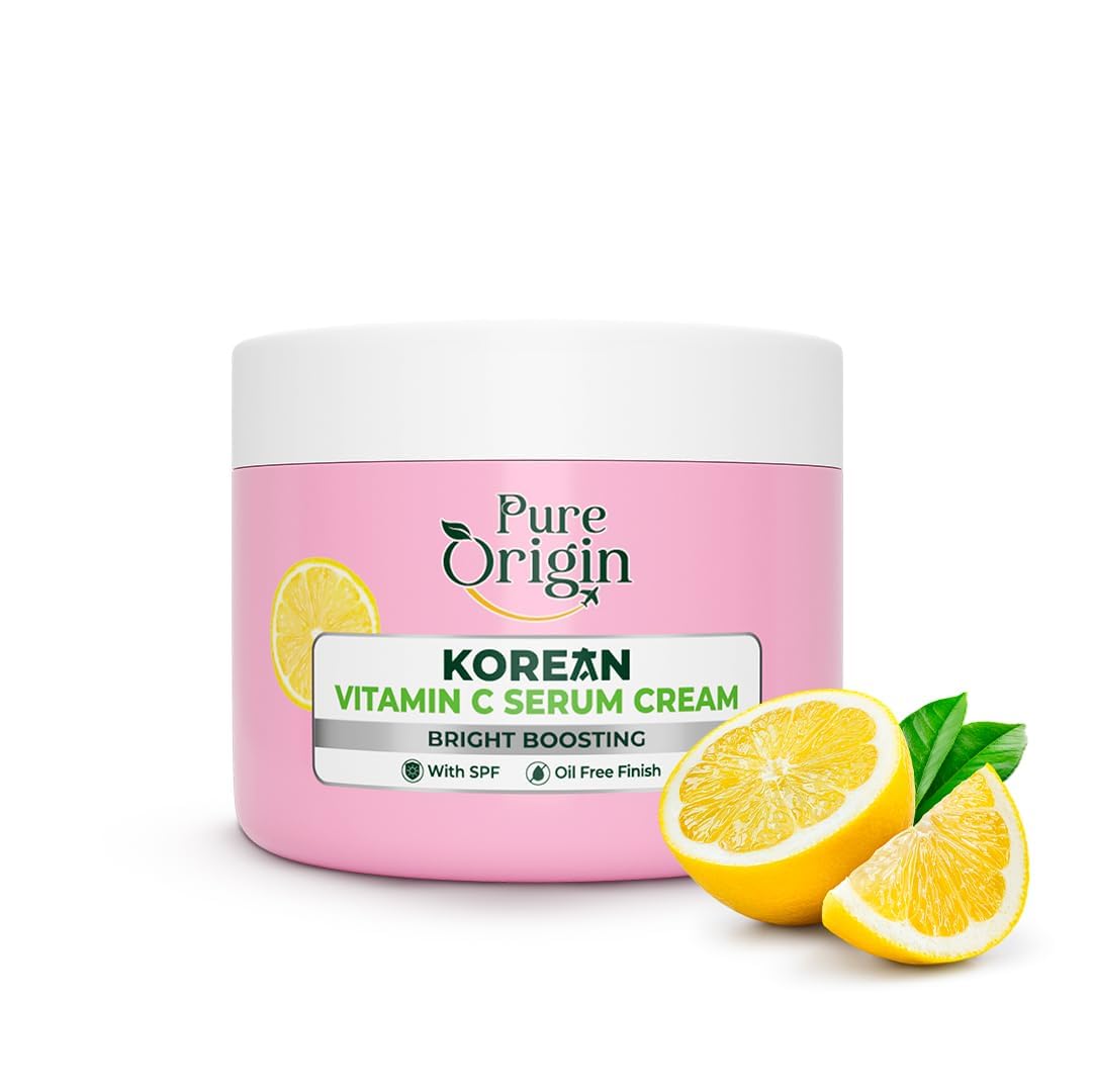 Korean Vitamin C Serum & Cream - Brightening Skincare for Glowing Face | Men & Women | Daily Use