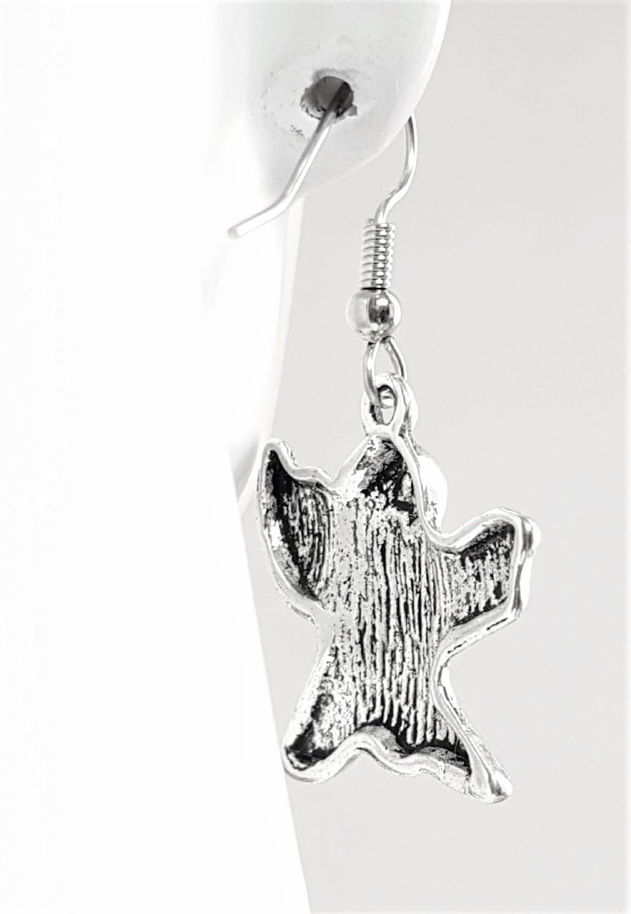 Ghost Charm Dangle Earrings - 23x24mm Silver Alloy Hypoallergenic Earrings with Fishhook & Ball Post Options | Gothic Jewelry for Halloween, Cosplay & Everyday Wear