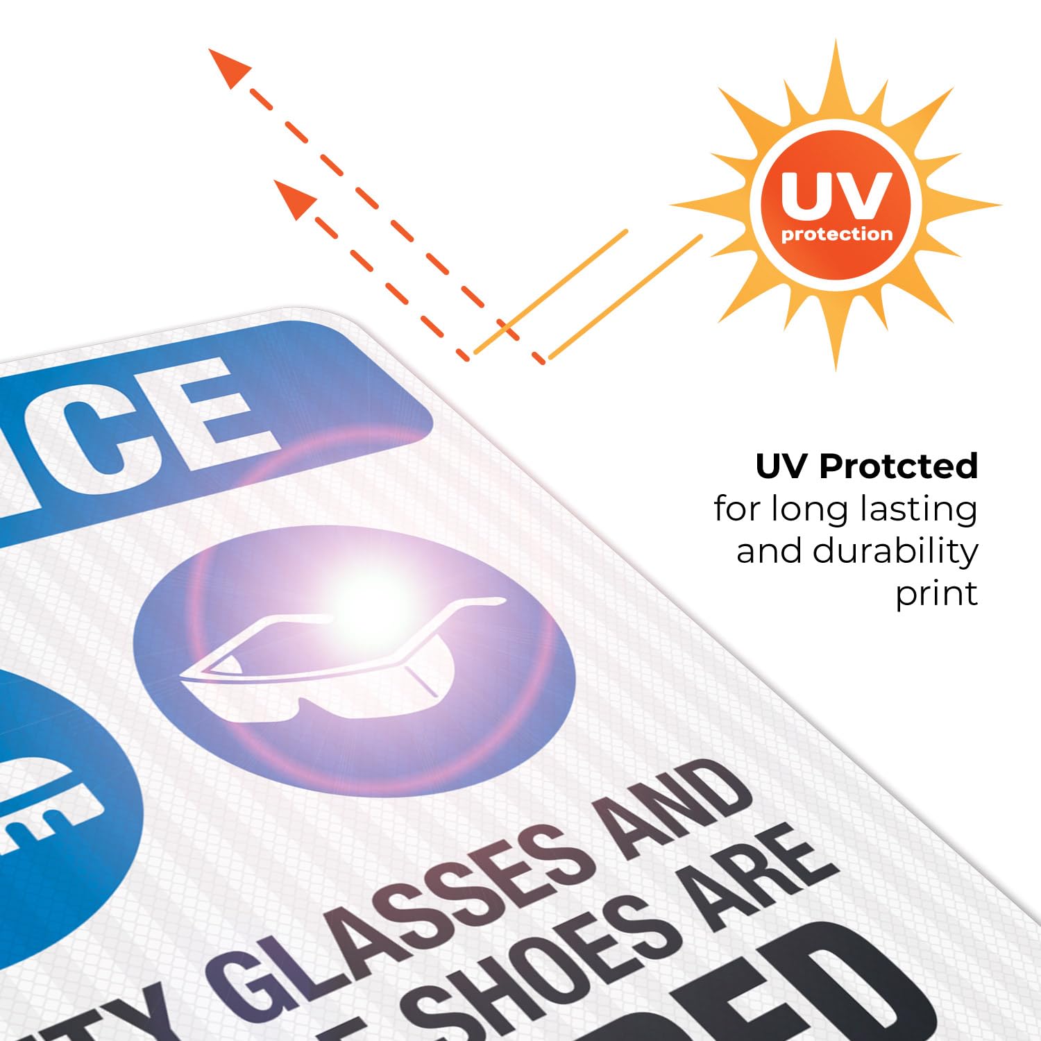 OSHA Safety Sign - 'Safety Glasses & Steel Toe Shoes Required Beyond This Point' - 24x30 Inches, 3M EGP Reflective .080 Aluminum, Fade Resistant for Indoor/Outdoor Use - Made in USA - Perfect for Construction Sites, Warehouses & Industrial Areas