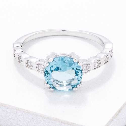 2.1 Carat Aqua CZ Engagement Ring for Women - Modern Cubic Zirconia Wedding Band, Promise Ring, Anniversary Gift - Perfect for Proposals, Bridal Jewelry & Special Occasions