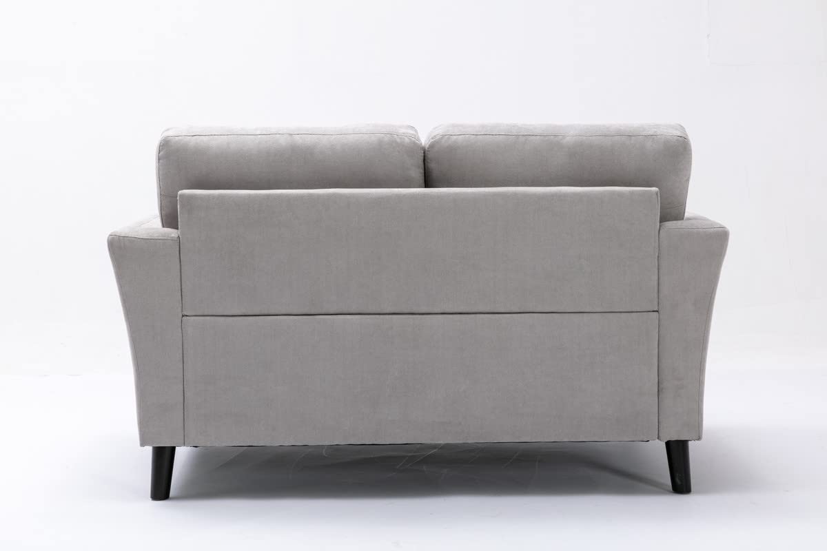 Lilola Home Damian Light Gray Woven Fabric Loveseat - Small Sofa for Living Room, Apartment & Cozy Spaces