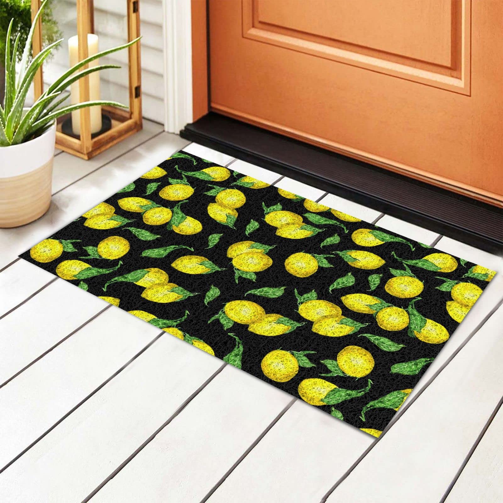 BoeHiop Lemon Pattern Non-Slip Welcome Doormat - Absorbent Indoor/Outdoor Rug for Front Door, Personalized Home Decor - Perfect for Entryways, Patios & Mudrooms