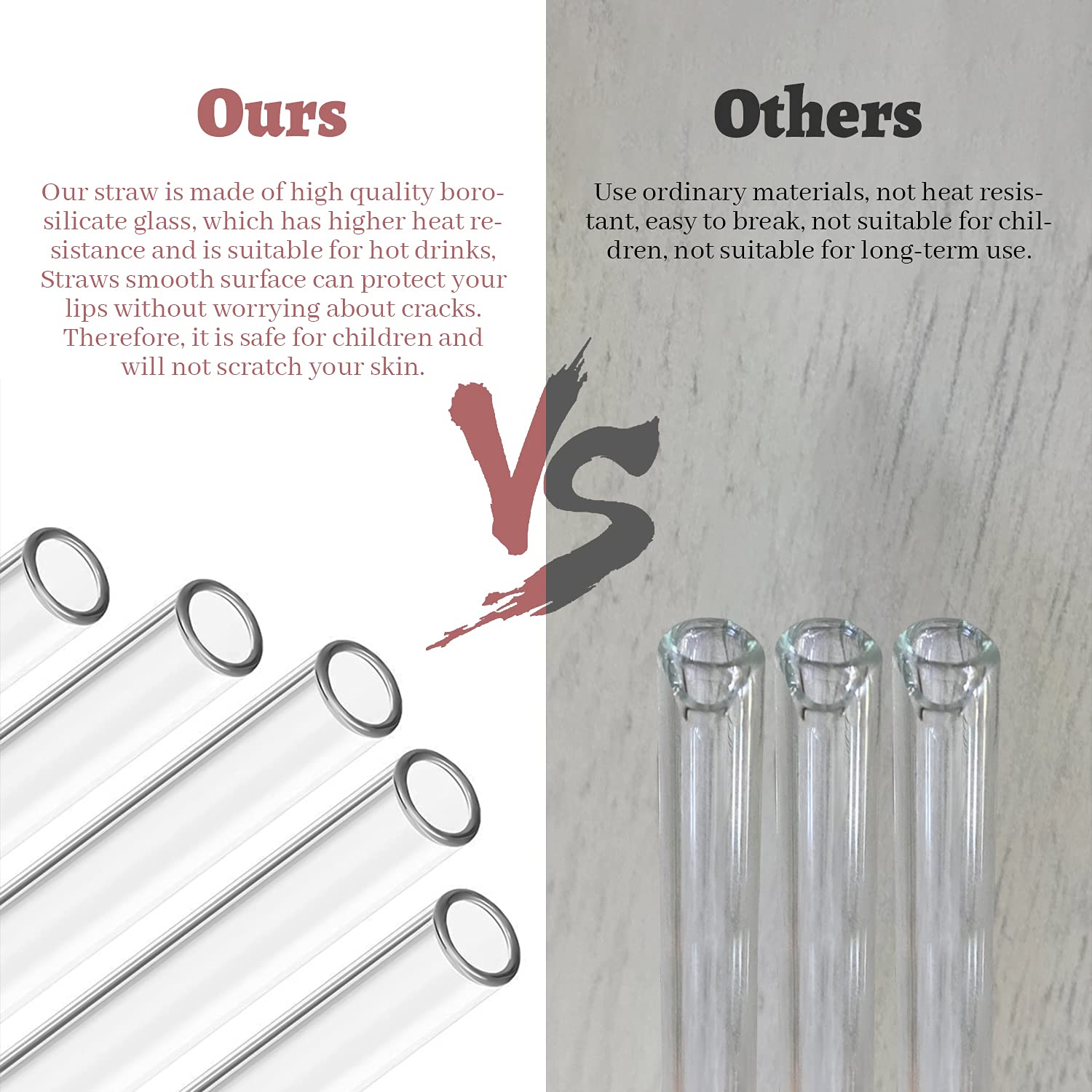 8-Pack Clear Glass Straws 8.5