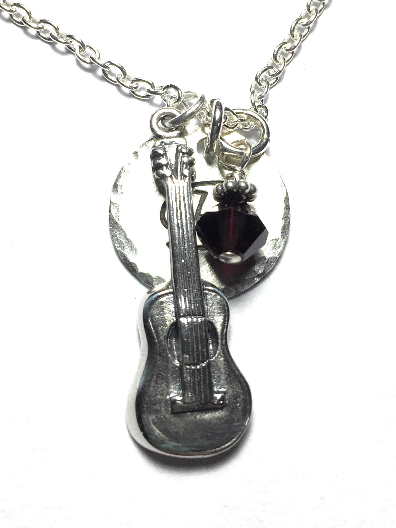 Personalized Guitar Pendant Necklace - Sterling Silver Initial Charm for Musicians & Music Lovers - Perfect Gift for Guitarists, Band Members & Music Enthusiasts
