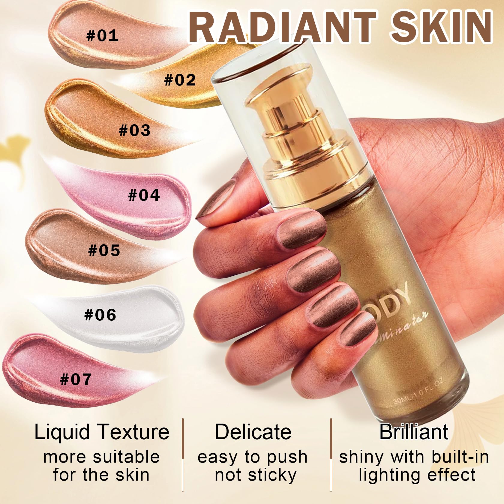 Waterproof Shimmer Body Oil with Bronzer - Glistening Bronze Glow for Moisturizing & Highlighting | Perfect for Summer, Beach, and Party Makeup