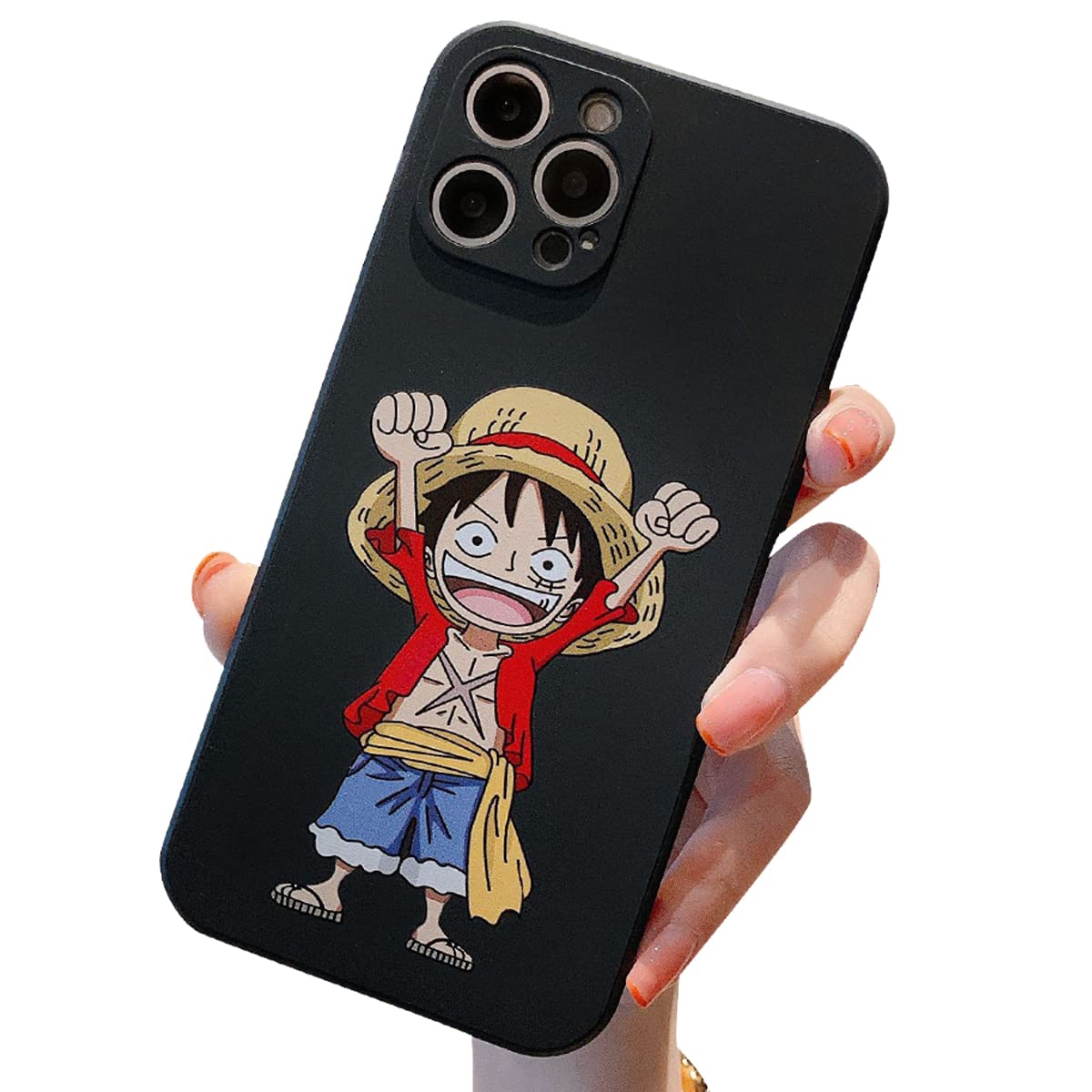 Ultra Thin One Piece Luffy iPhone 13 Pro Max Case - Creative Fashion Shockproof Silicone Phone Cover for Men & Couples (6.7 Inch, Black) - Perfect for Anime Fans & Daily Protection